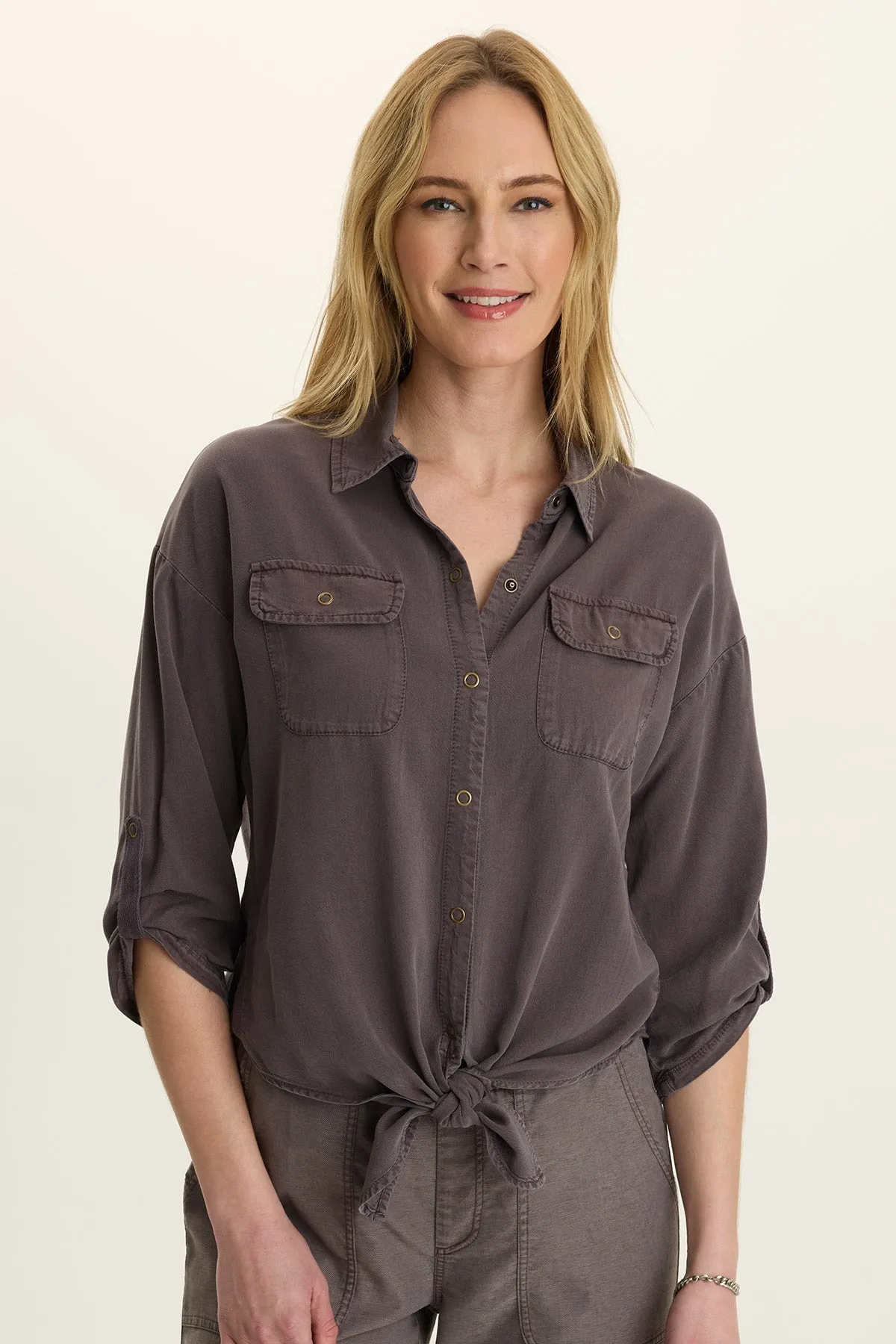 UVProtectionFabric New Yorker Tyrell Lightweight Tie-Front Button-Up