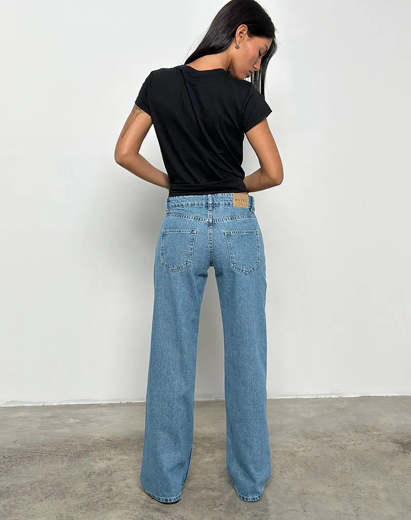 Star Soul Low Rise Parallel Jeans in Blue Stone