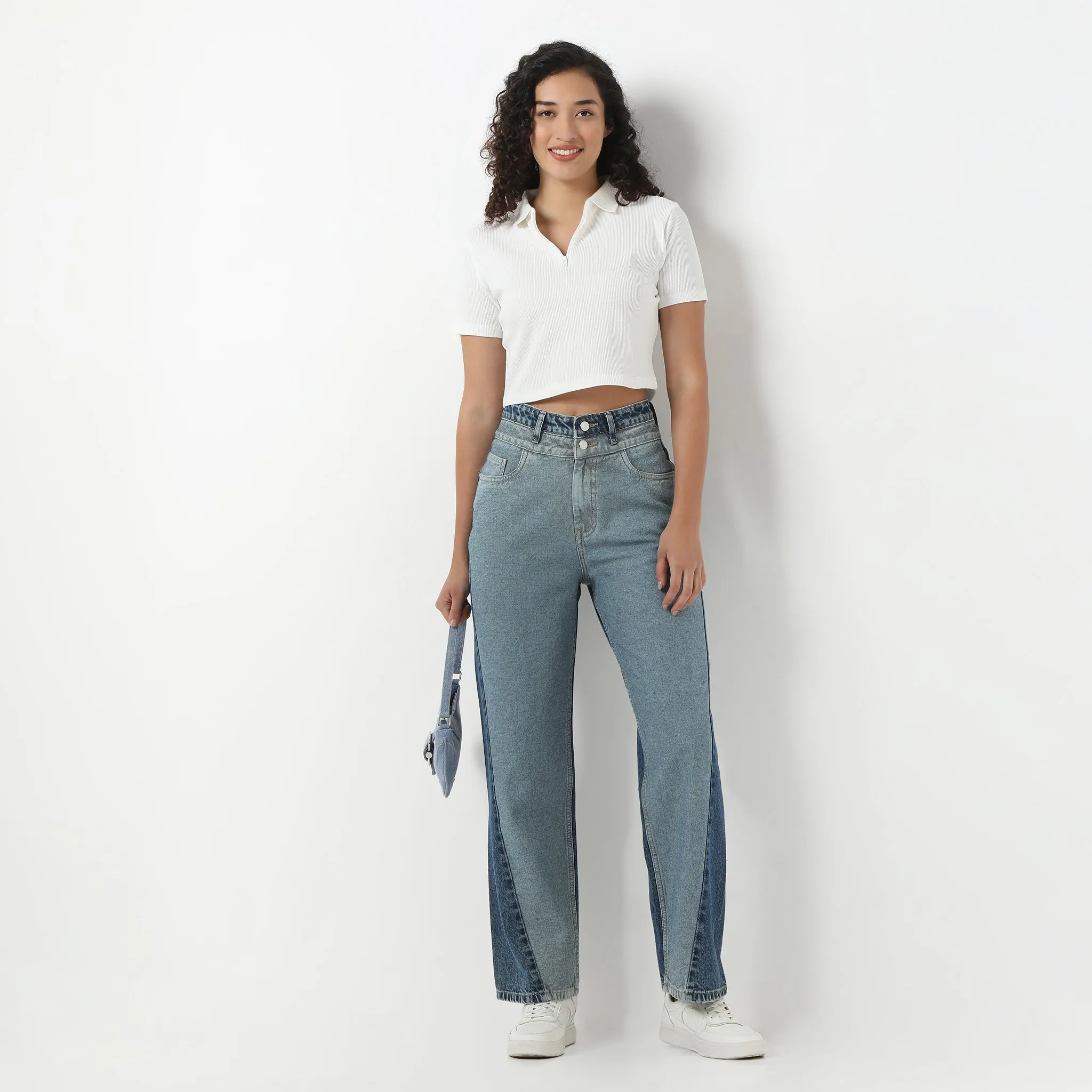Two Tone Straight Fit Denim Zen Glow Fresh Ease
