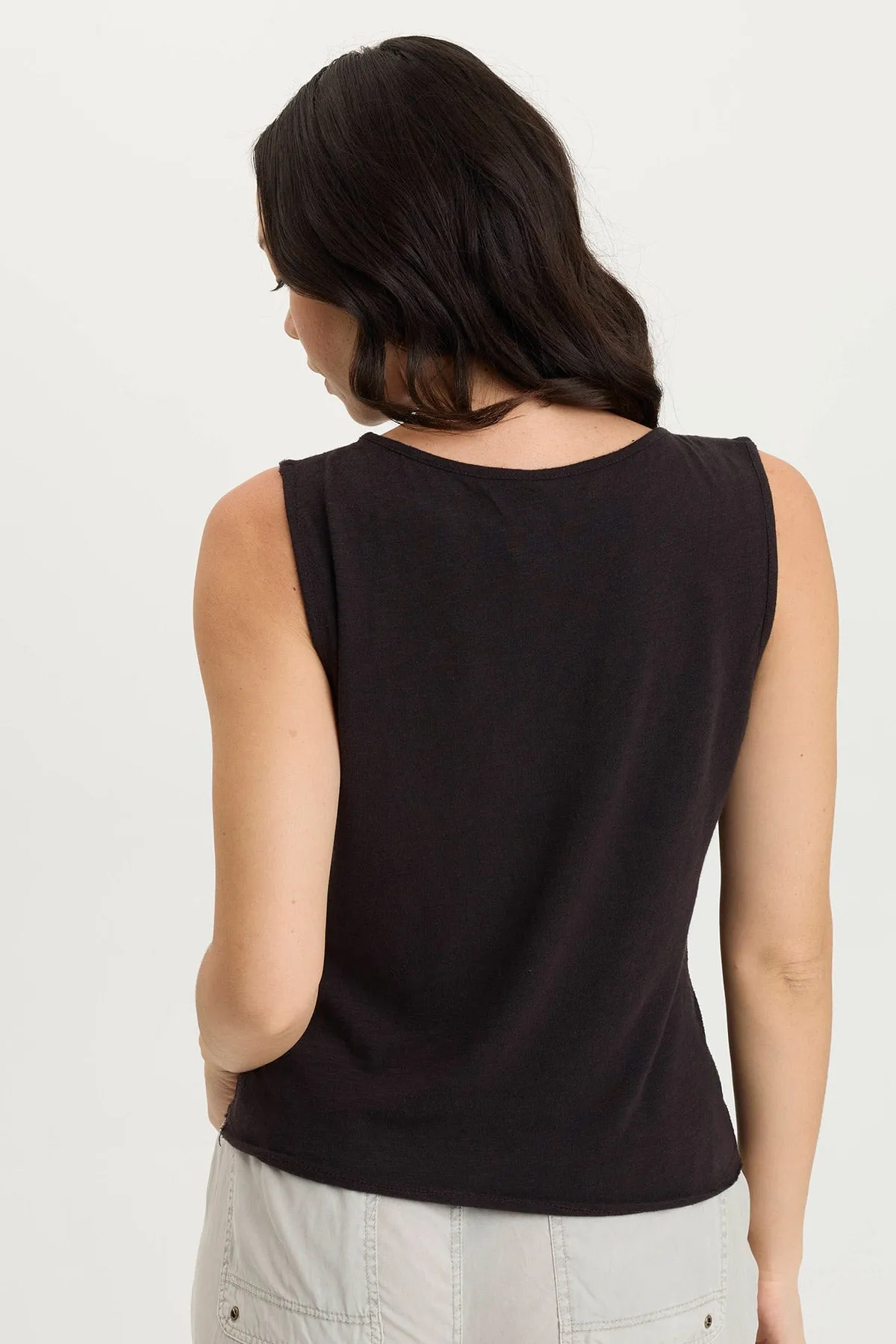 ShrinkageFree Fabric SnagFree Fabric Landis Peforated Poplin   Jersey Pocket Tank