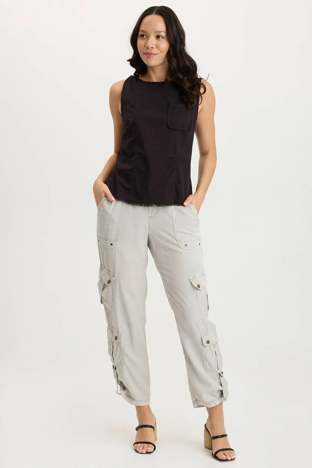 Landis Peforated Poplin   Jersey Pocket Tank Star Mood Senior Ease