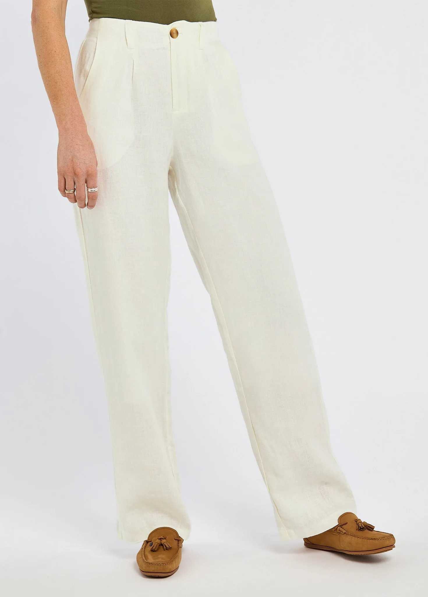Kelby Women??s linen trousers - White Heart Soul