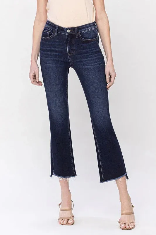 Vervet By Flying Monkey High Rise Raw Step Hem Crop Flare LayeredPaneling