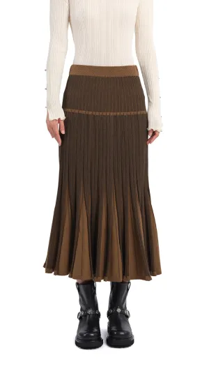 Leather Look Knitted Flare Skirt
