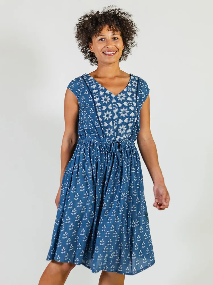 Nashville Dress - Indigo Mix Global Edge LayeredNeckline