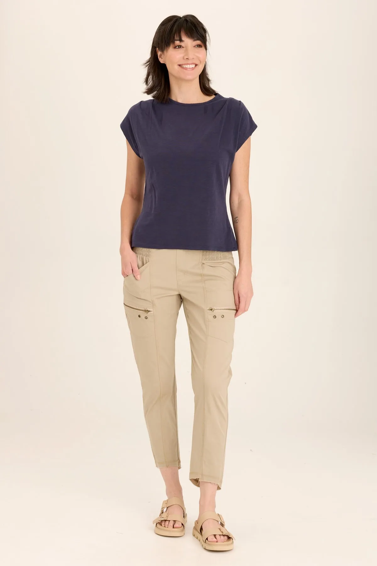 Arwen Soft Jersey Mock Neck Tee Polish Glow UltraSoftFinish