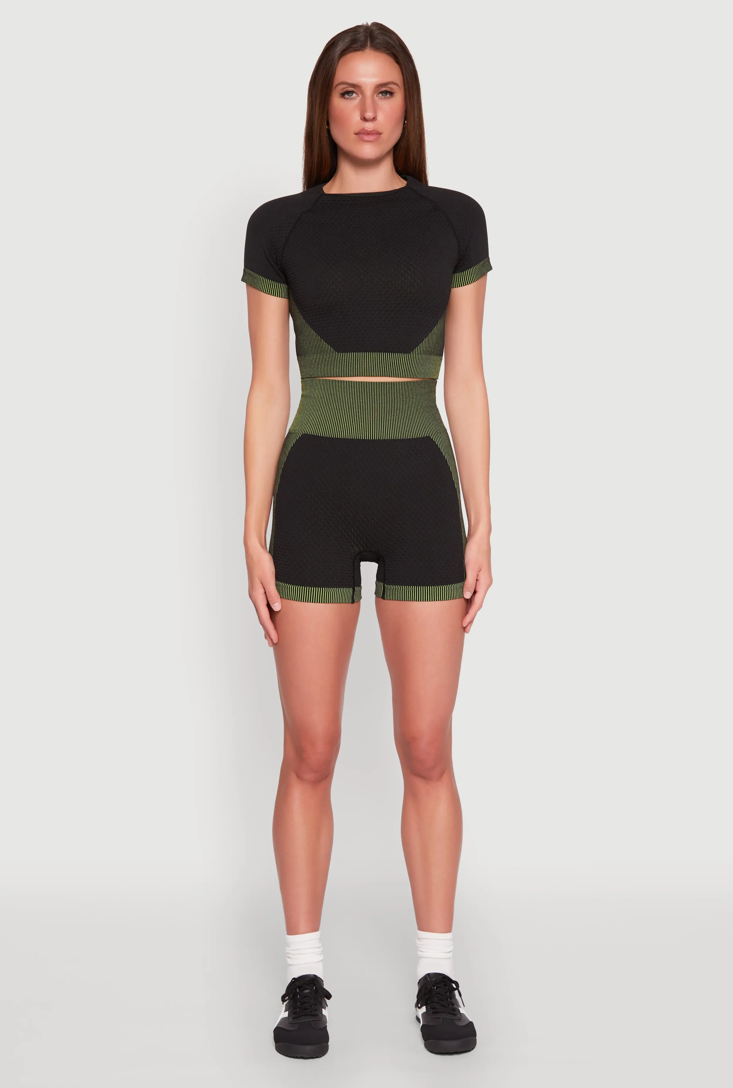 Striped Detail Seamless Crop Top Linen blend