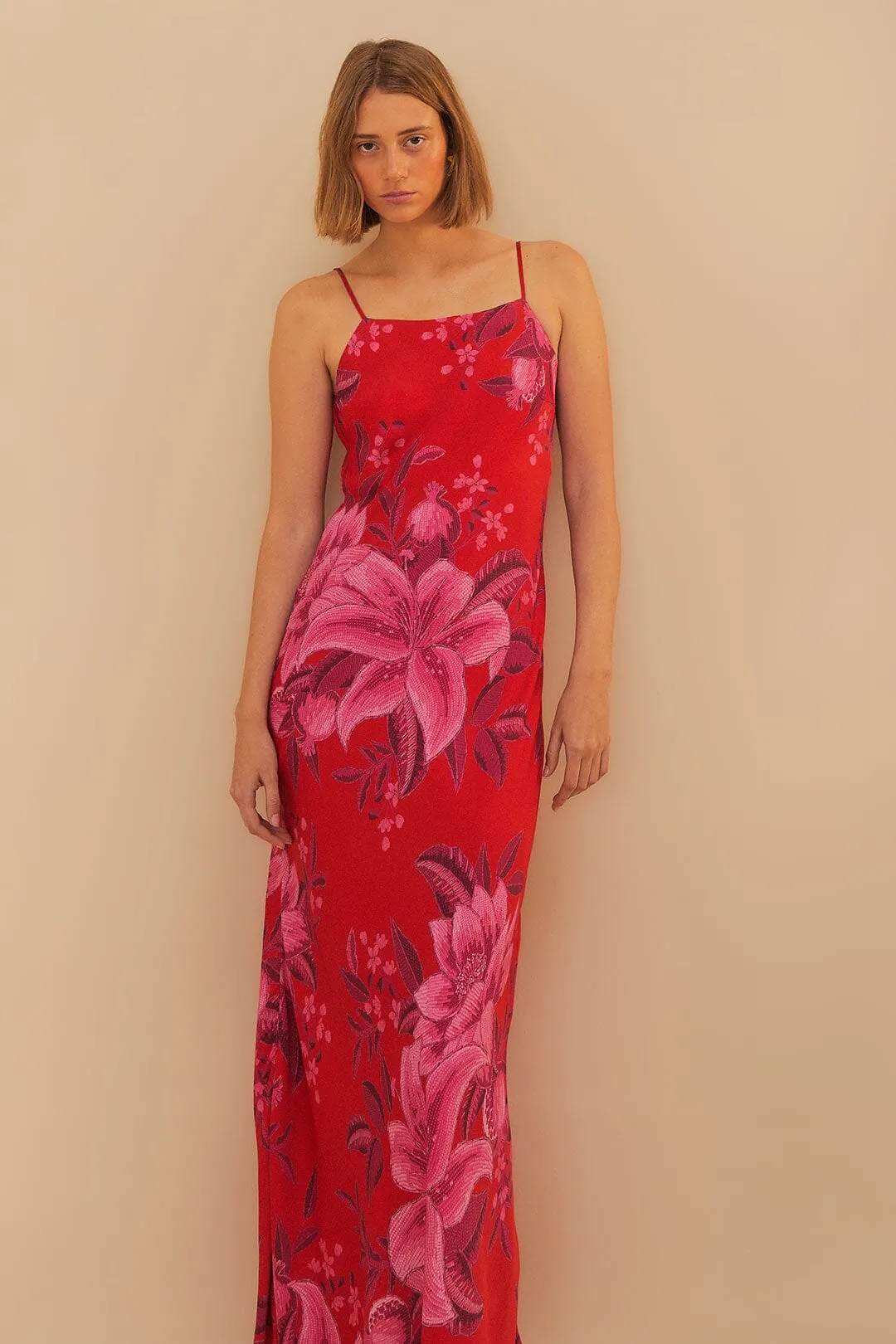 Navy Tone Gala Mood Red Summer Fruit Lenzing? Ecovero? Viscose Maxi Dress