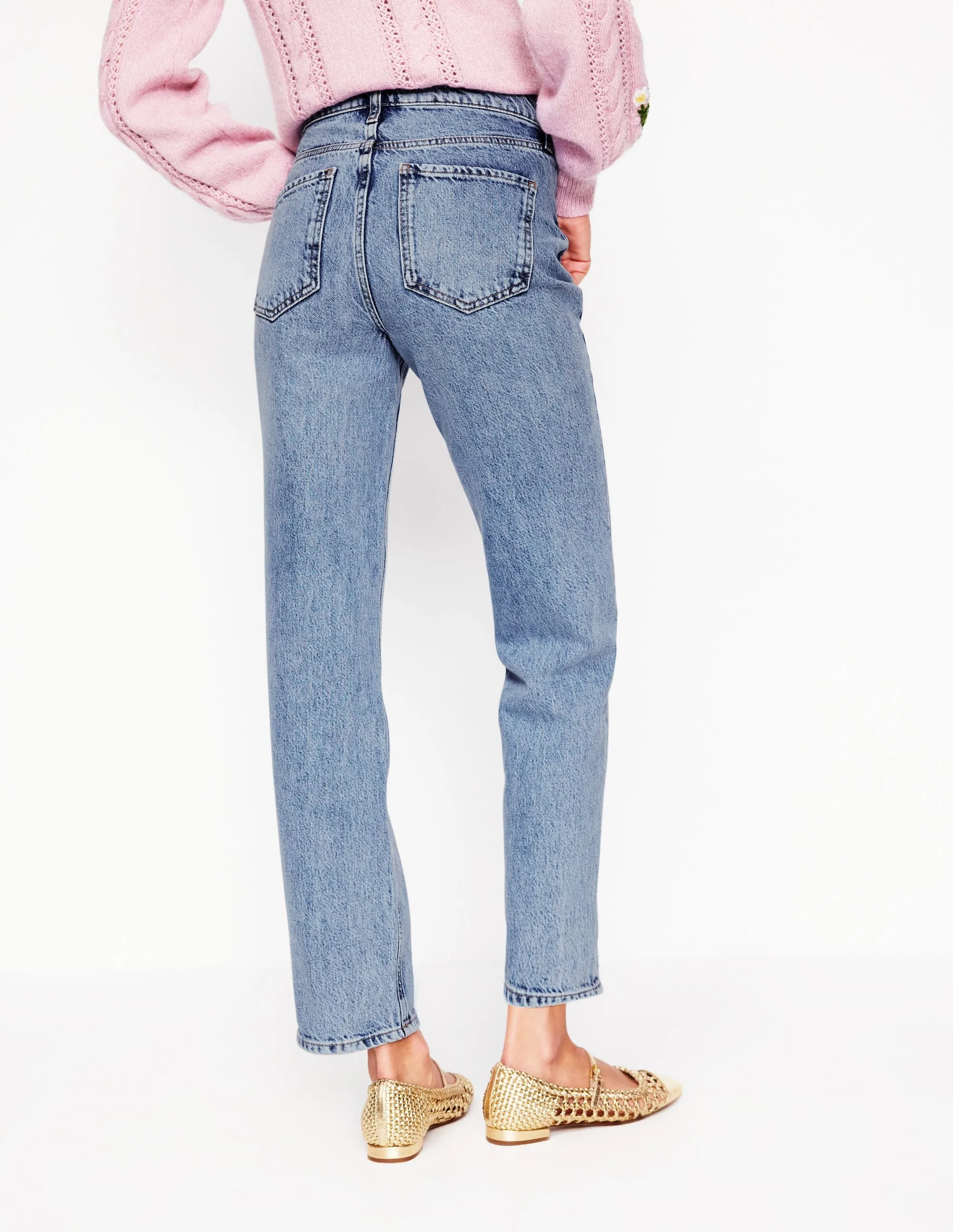High Rise Rigid Straight Jeans-Light Vintage Neutral Cut