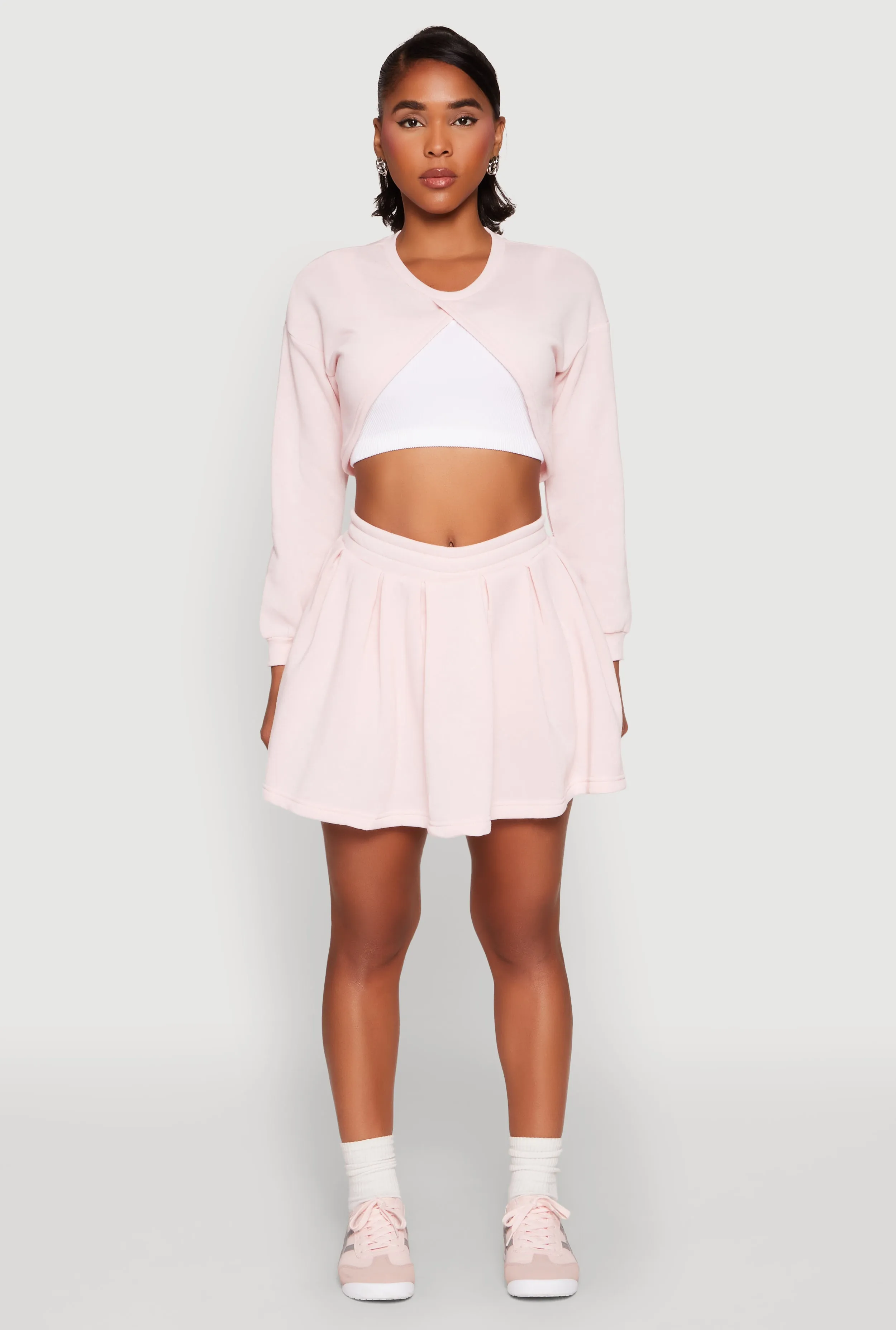 Minimal Style Smocked High Waisted Pleated Skort