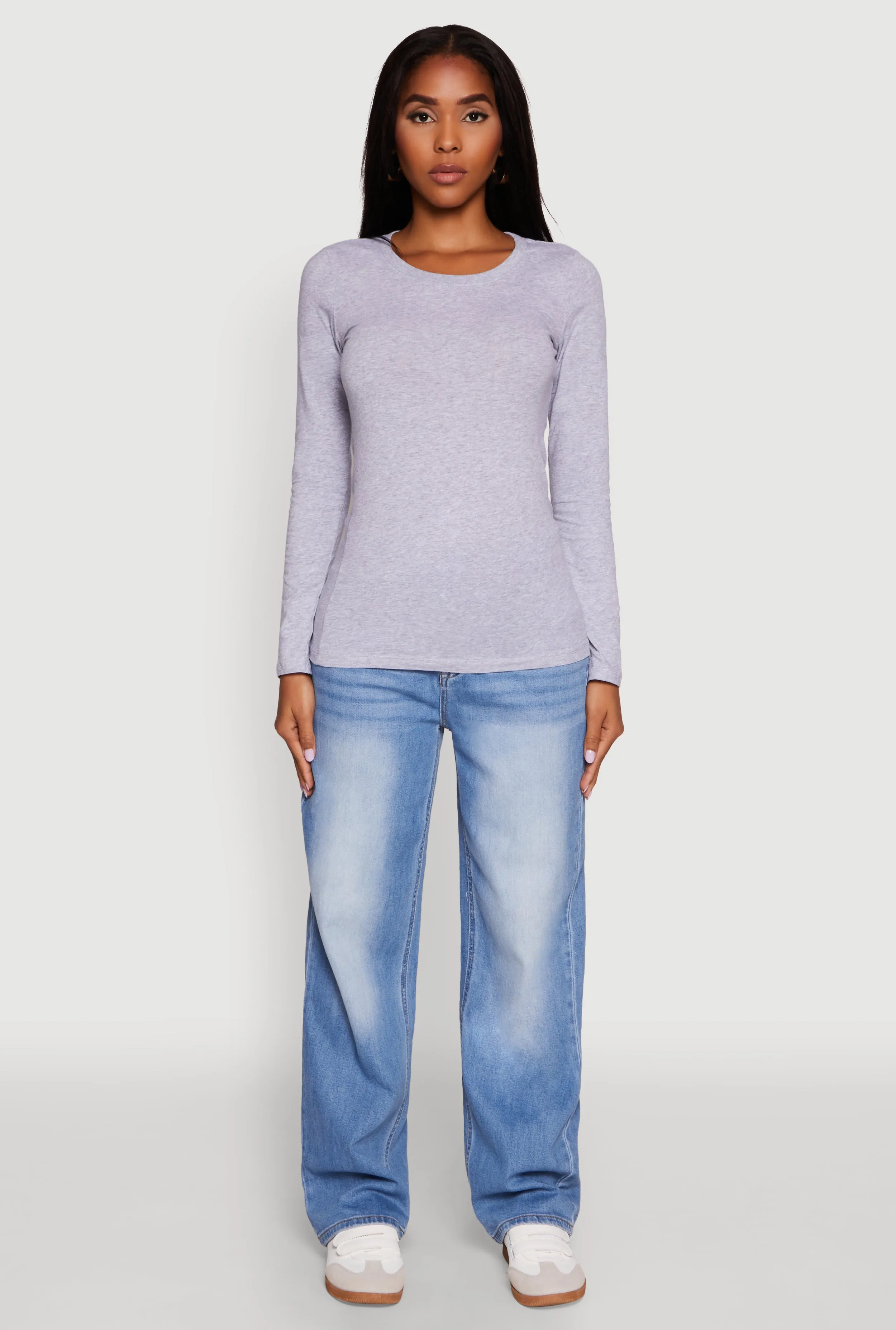 ReinforcedHems Light Outfit Basic Long Sleeve Crew Neck T Shirt