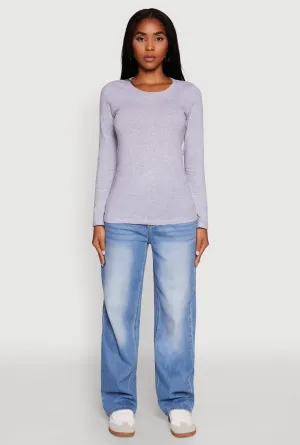 ReinforcedHems Light Outfit Basic Long Sleeve Crew Neck T Shirt