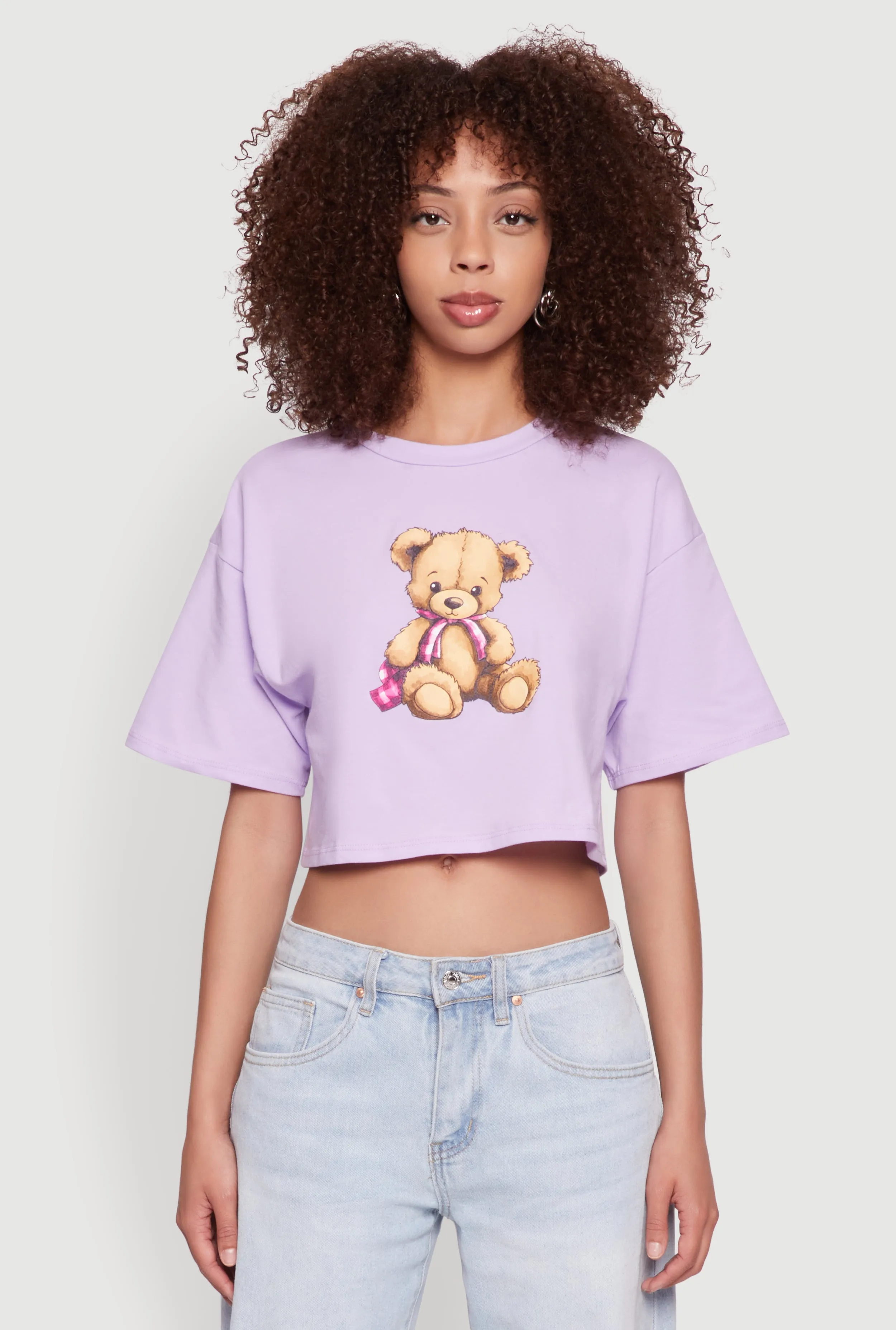 Bear Graphic Cropped Tee Zip Up anniversary