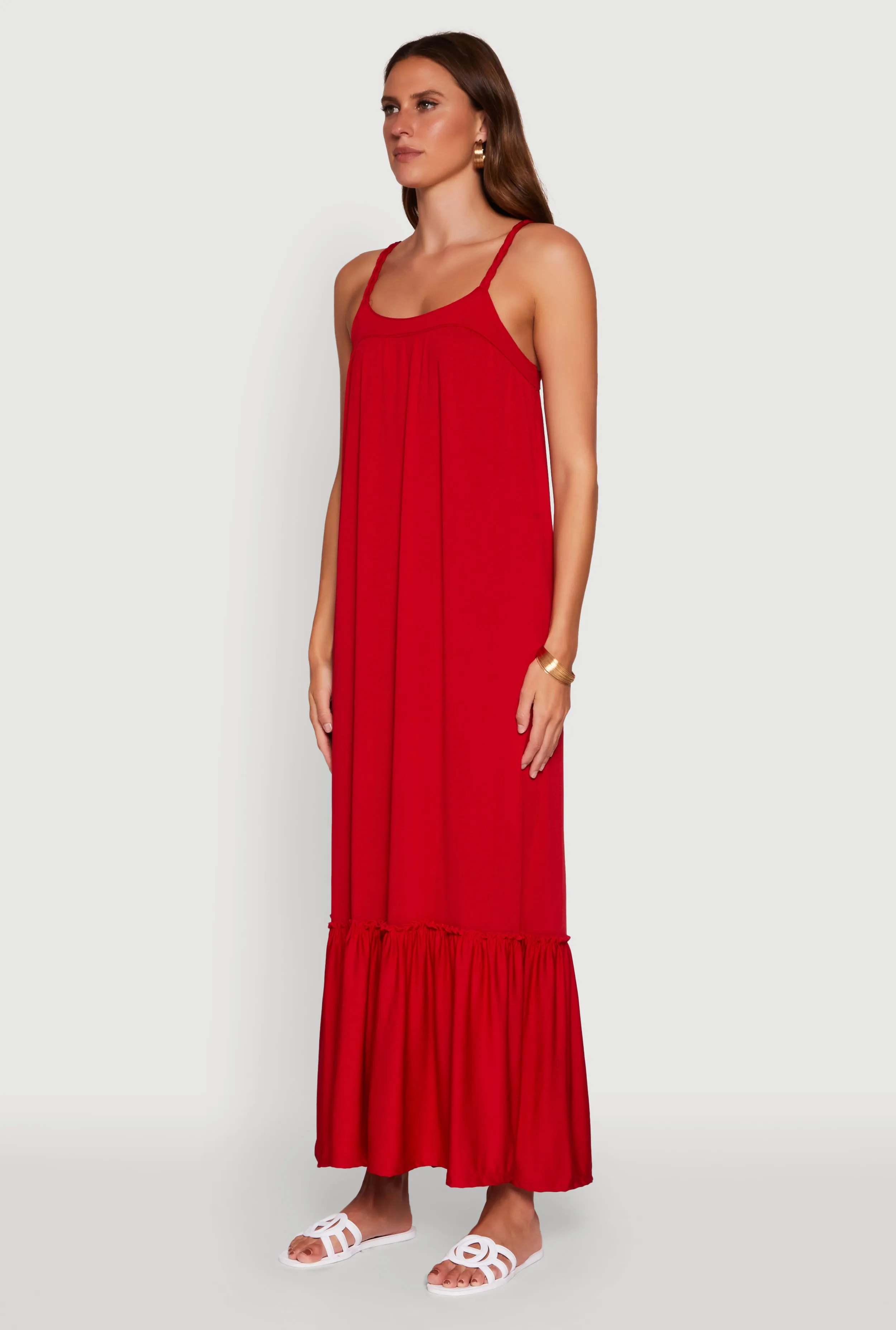 Elegant Braided Sleeve Tiered Maxi Dress Elegant floor-length dress Timeless and classic maxi
