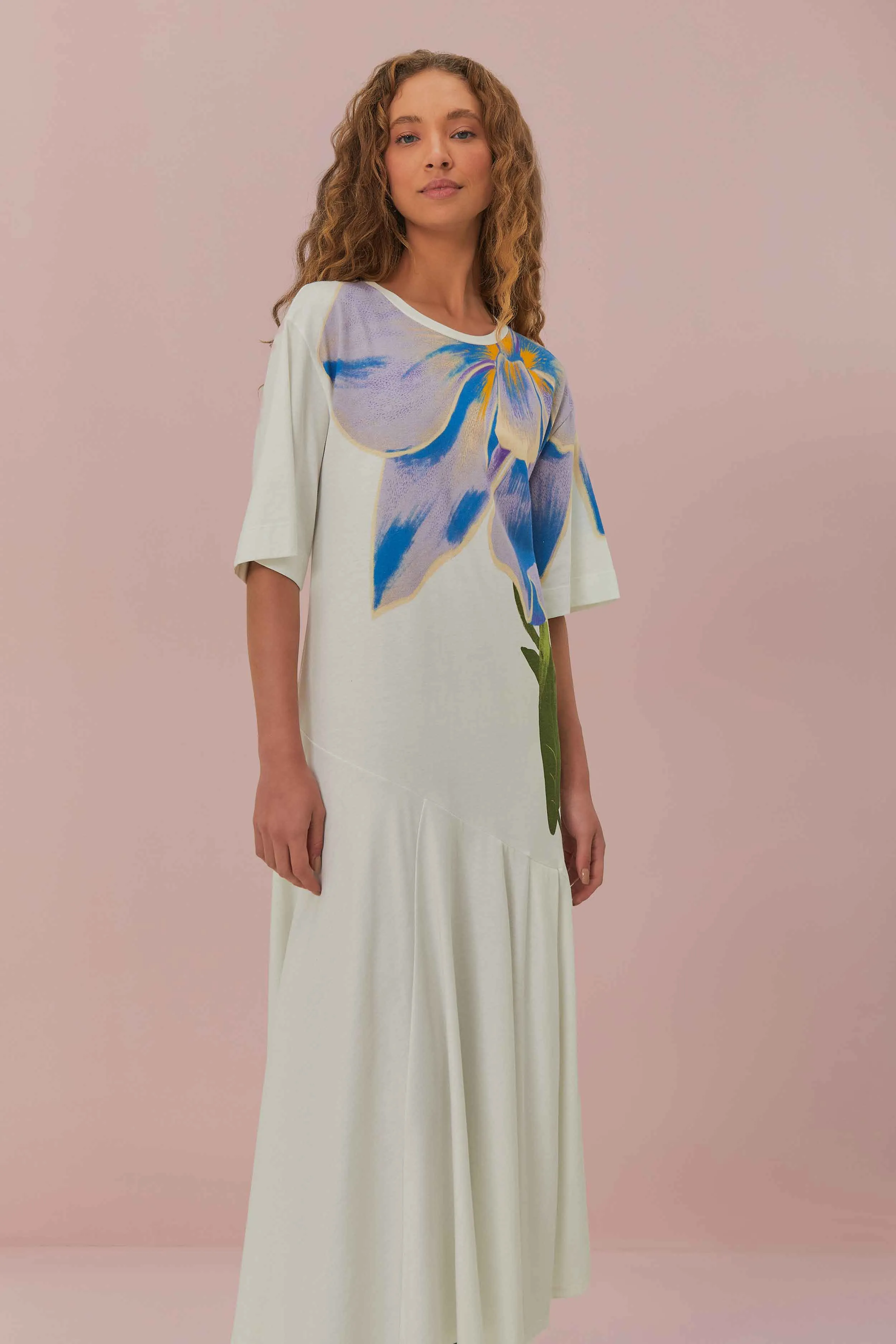 Off-White Flower Maxi Dress Step Glow
