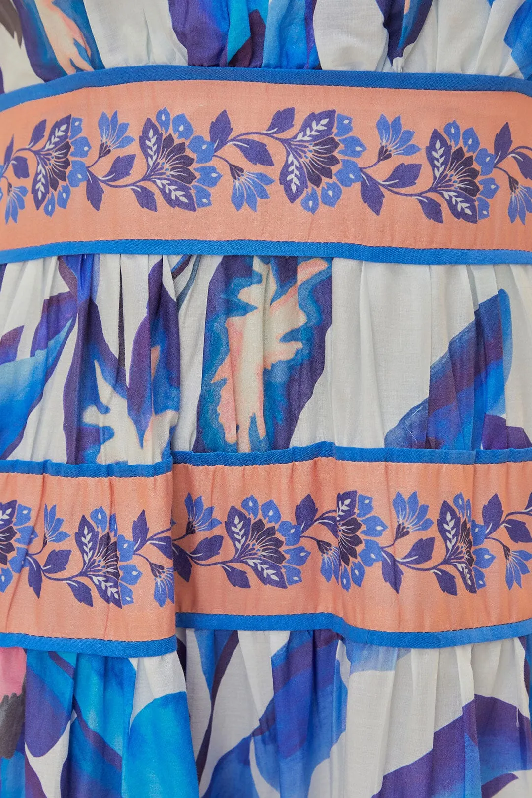 Off-White Blue Foliage Midi Dress Smart Chic Style