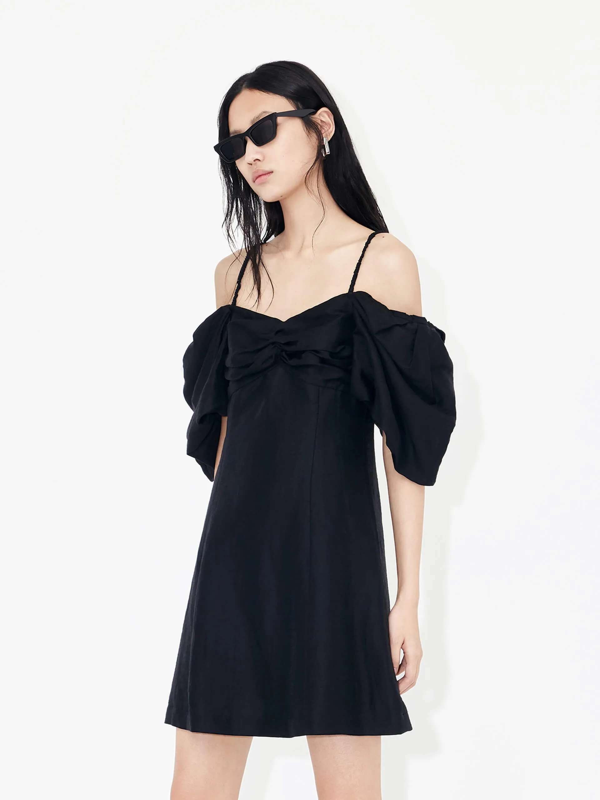 Front Twisted Cami Dress Adjustable Hem