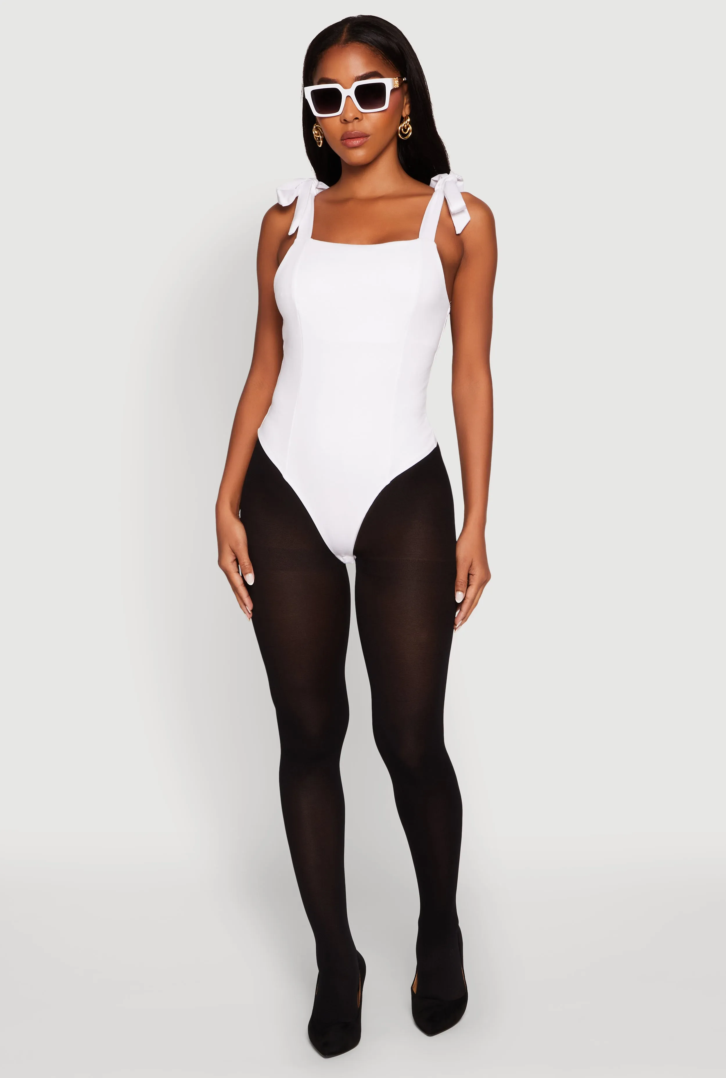 Iris Pintuck Bow Strap Bodysuit Sporty Home Versatile Luxury