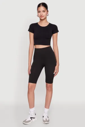 Seamless Crew Neck Cropped Top Drop Shoulder Cut certified
