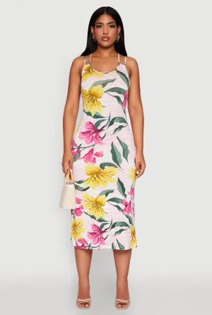 Rock Shore Tropical Floral Print Double Strap Cami Dress