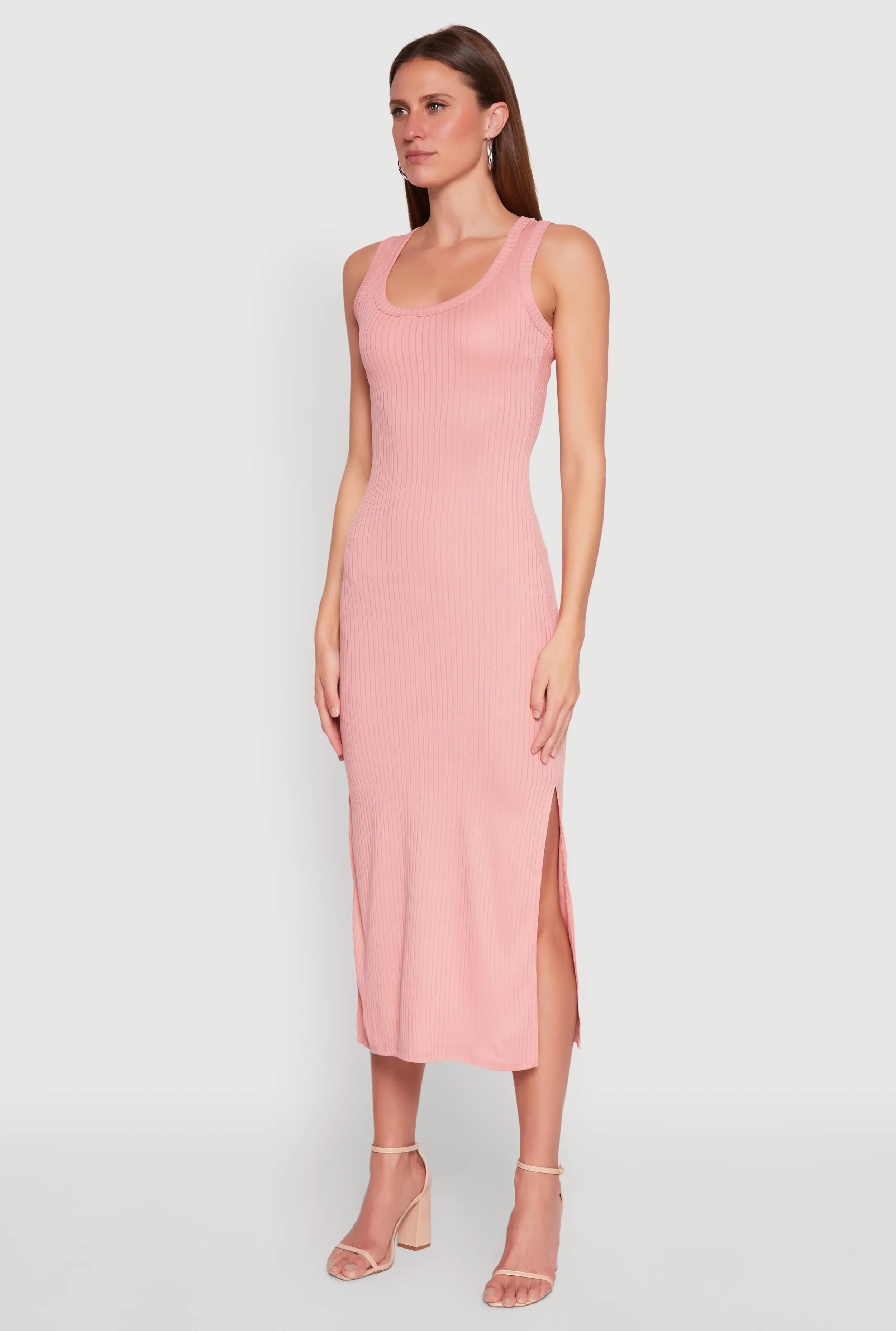 Ribbed Knit Scoop Neck Maxi Tank Dress Mesh Glow With a flowy skirt and a structured top this maxi dress offers a perfect balance of comfort and style