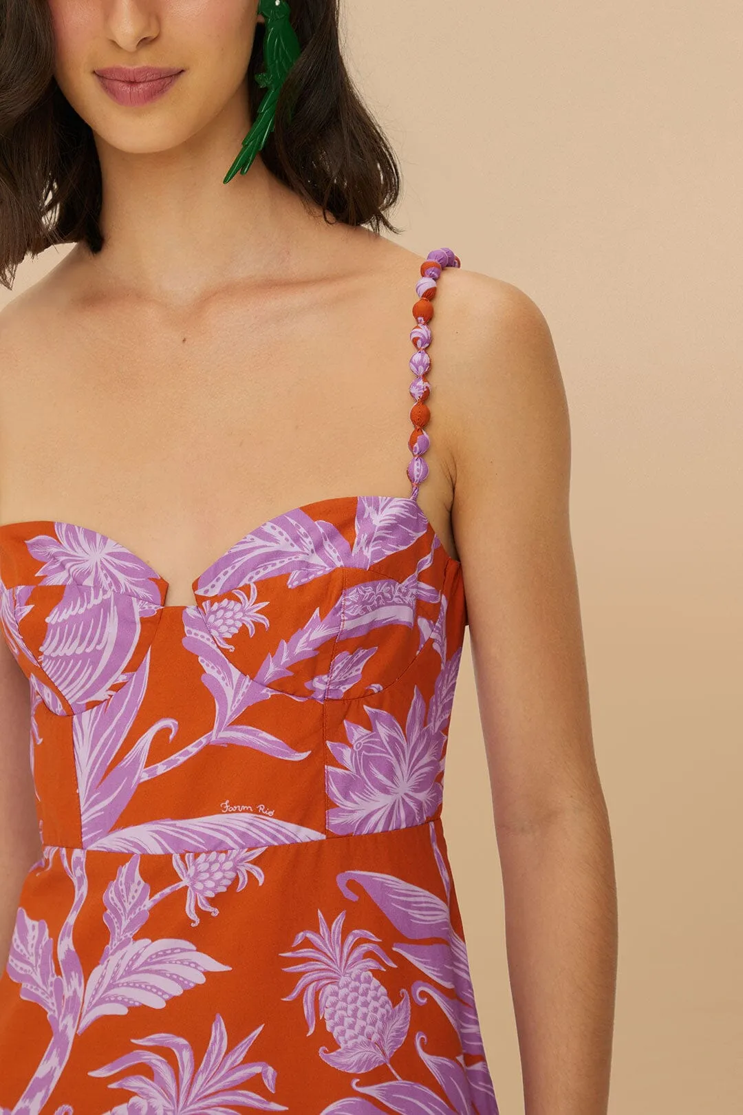 Comfortable fit Mixed Tropical Swing Sleeveless Midi Dress