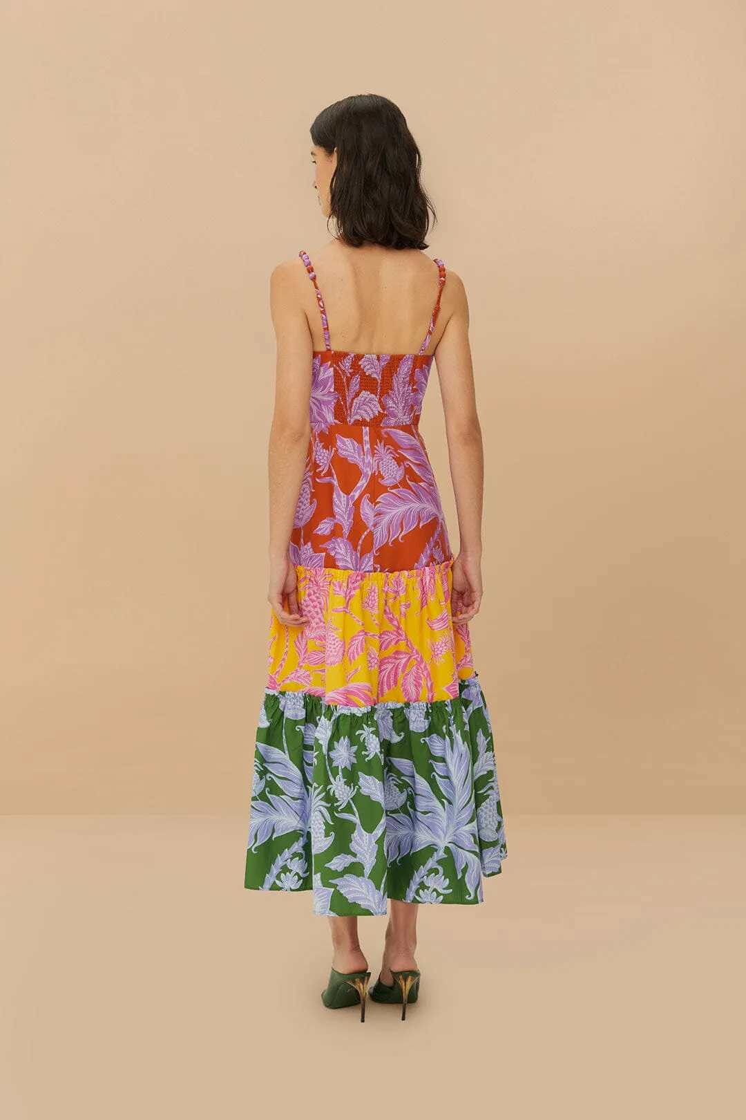 Street Minimal Dreamy Feel Mixed Tropical Swing Sleeveless Midi Dress