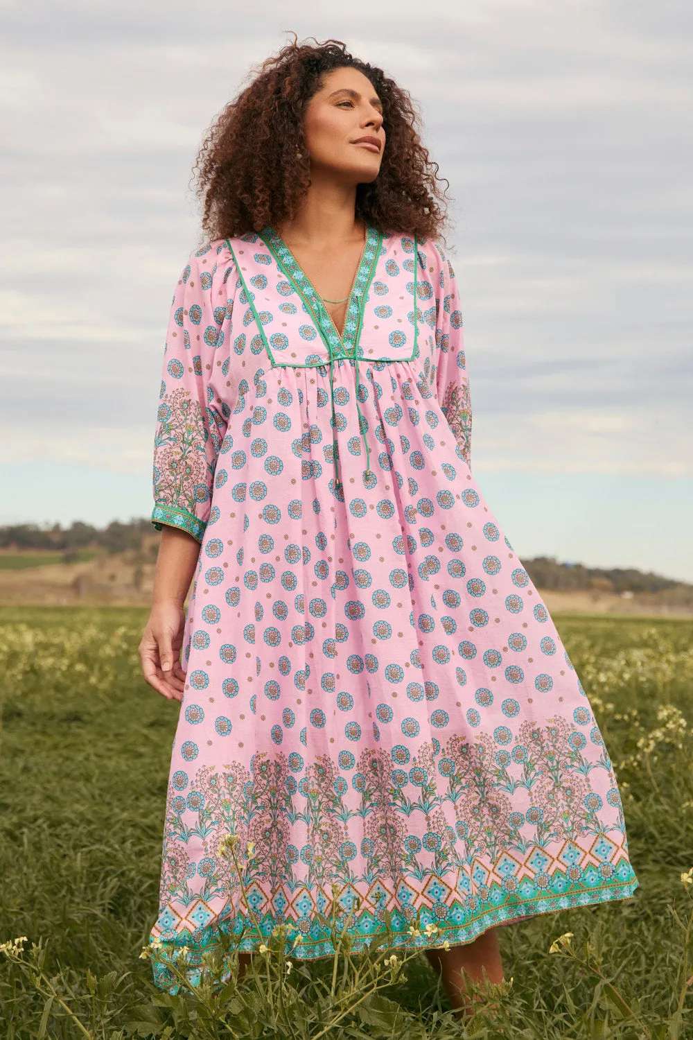 This dress offers a flattering shape that can easily be accessorized for a variety of looks The lightweight fabric of this dress ensures it is breathable and comfortable in any weather Cairo Boho Dress in Shalimar