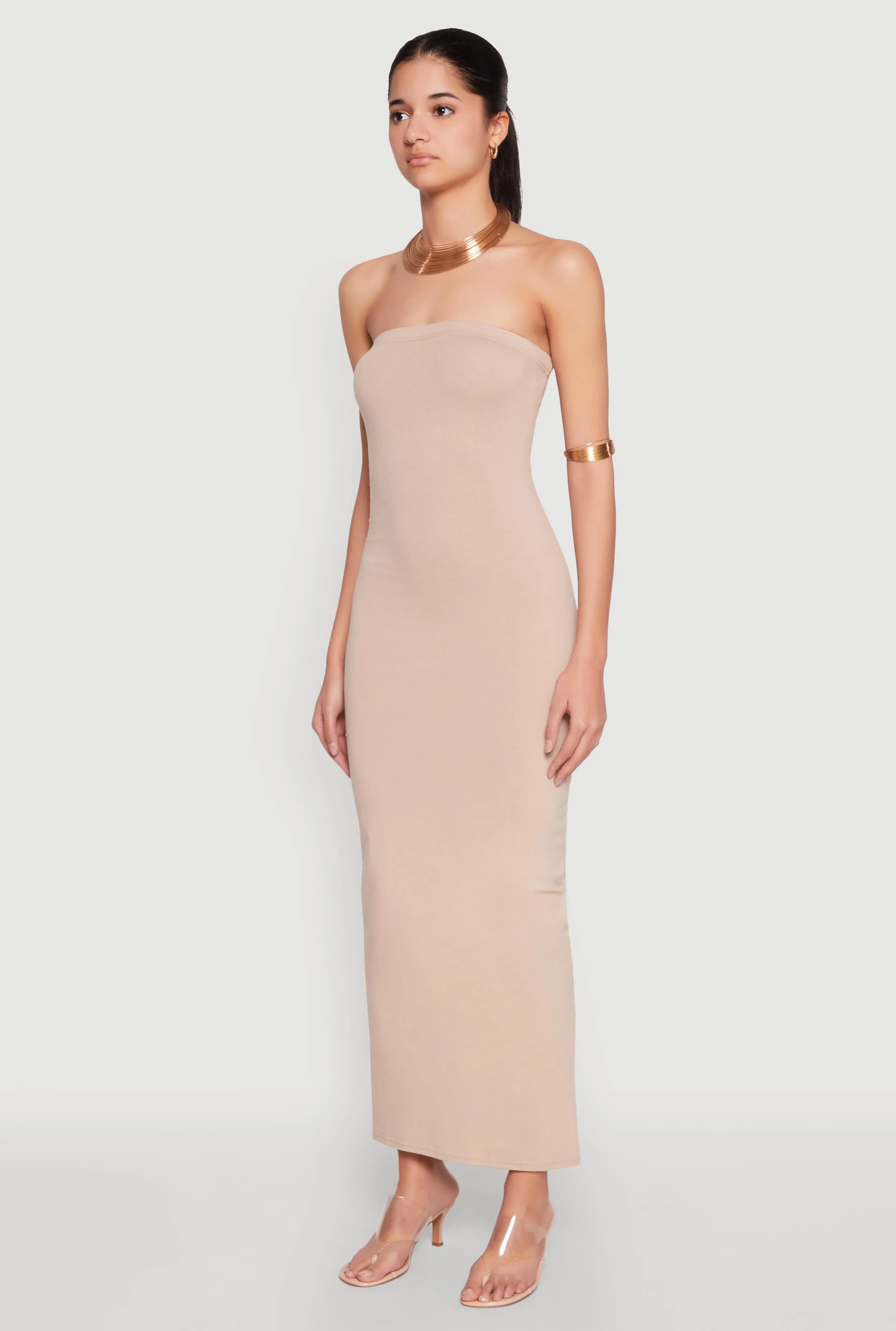 Pearl Glow Batiste Soft Daisy Maxi Tube Dress