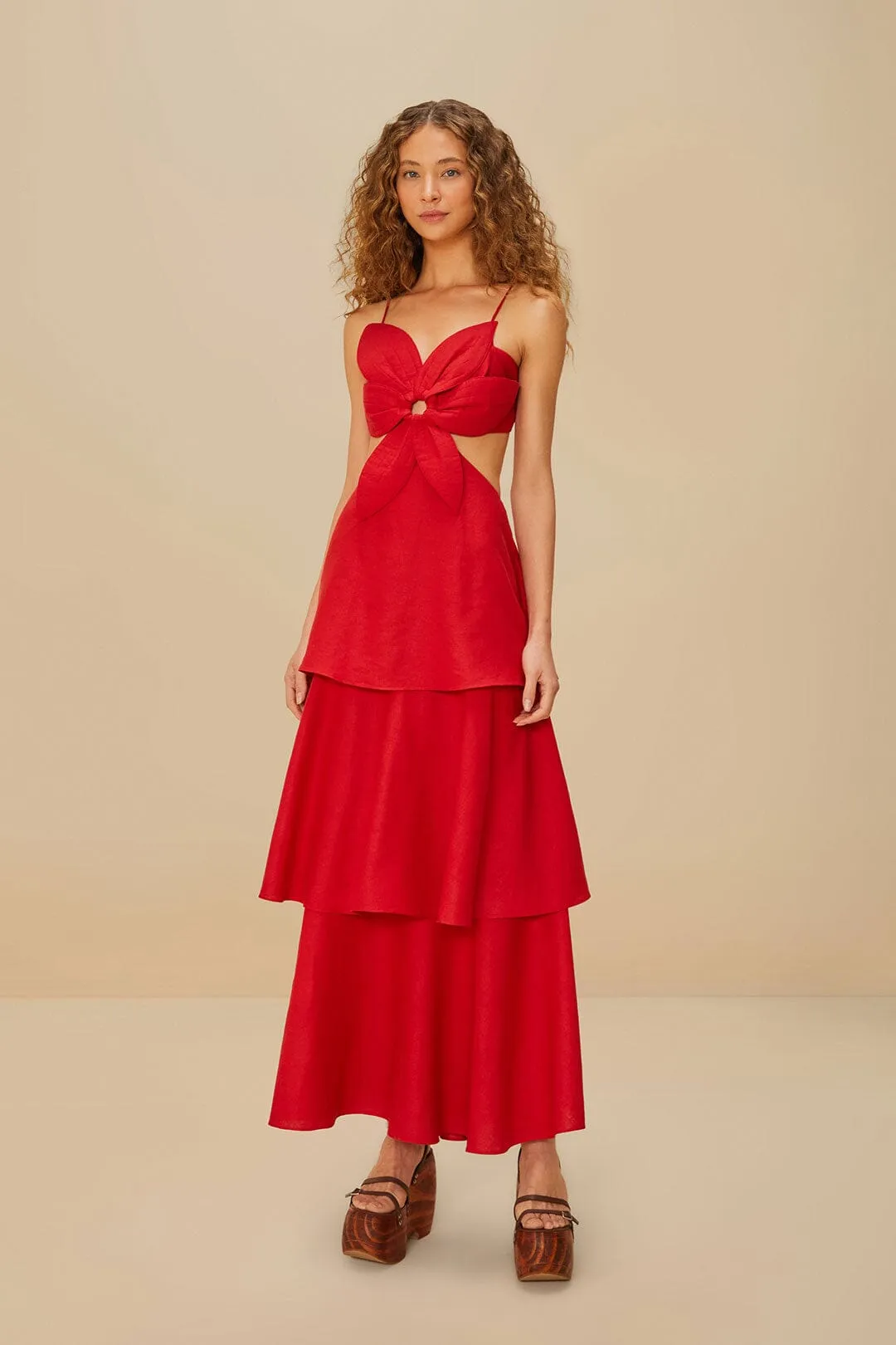 Red Flower LENZING? ECOVERO? Euroflax? Maxi Dress Voile Glow
