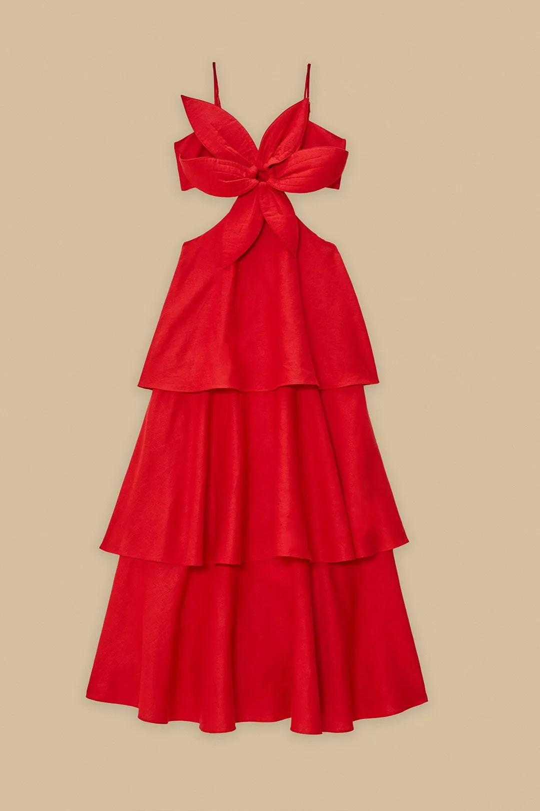 Red Flower LENZING? ECOVERO? Euroflax? Maxi Dress Poplin Smooth Mermaid Cut