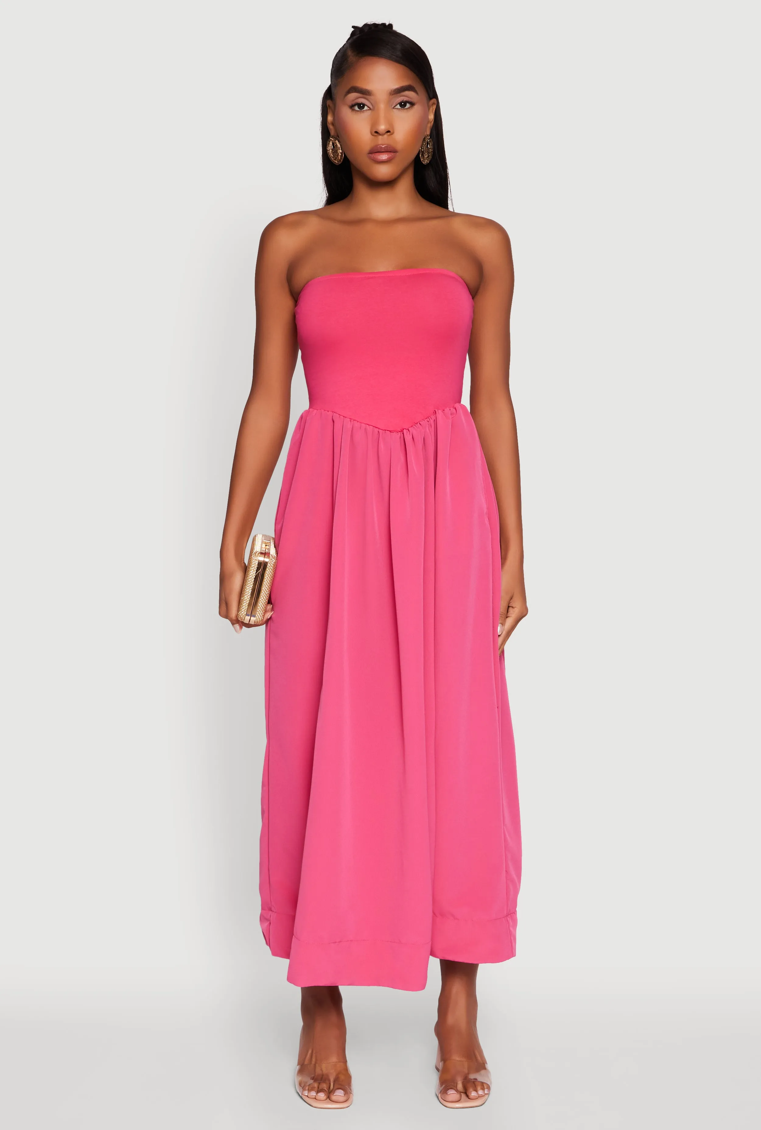 Resort Stay This dress provides a chic and comfortable fit that works for both formal and casual events Strapless A-Line Maxi Dress with Pockets