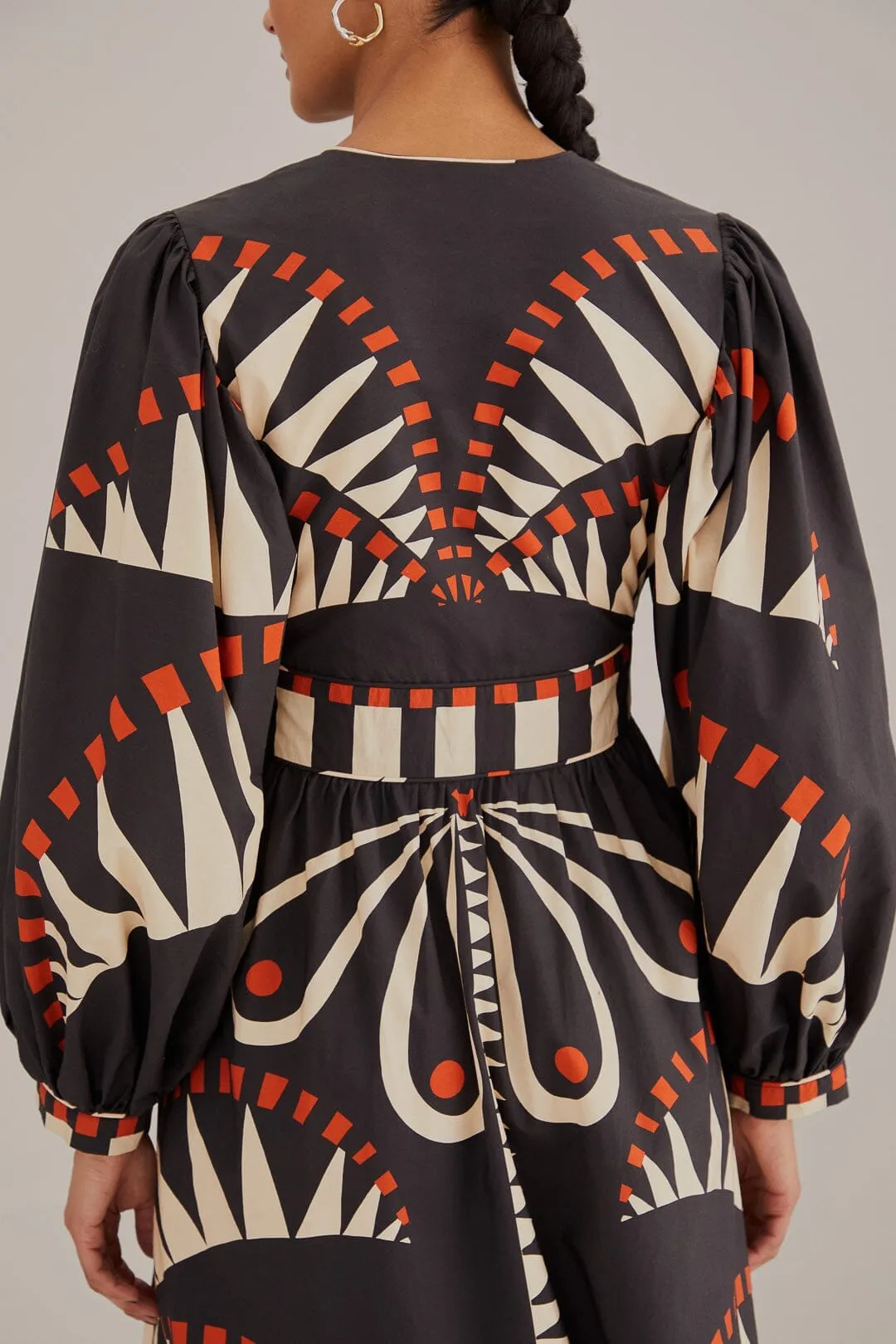 One shoulder Agate Shine Black Coconut Grove Puff Sleeve Maxi Dress