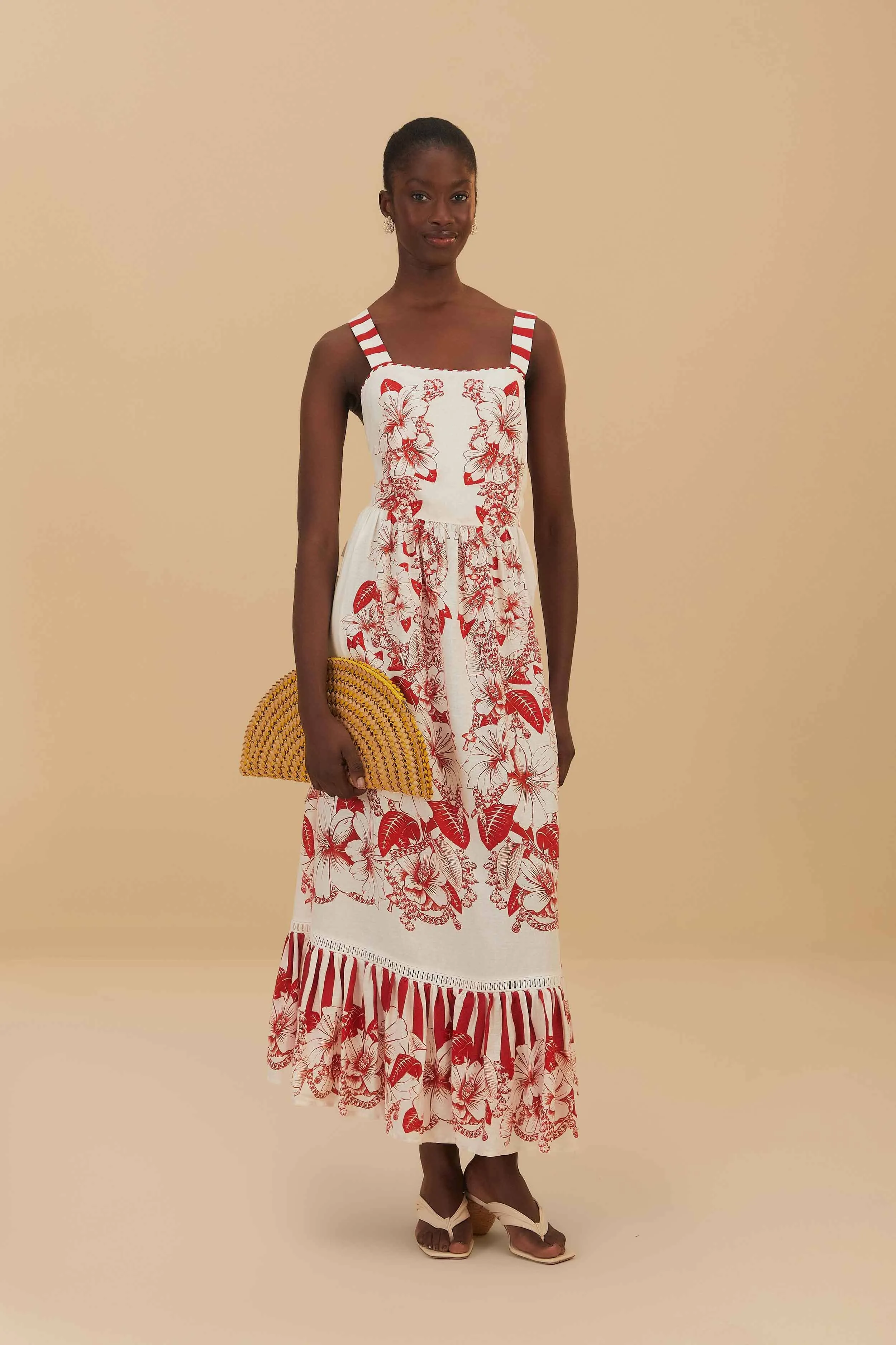 Off-White Floral Chains Maxi Dress chiffon flow