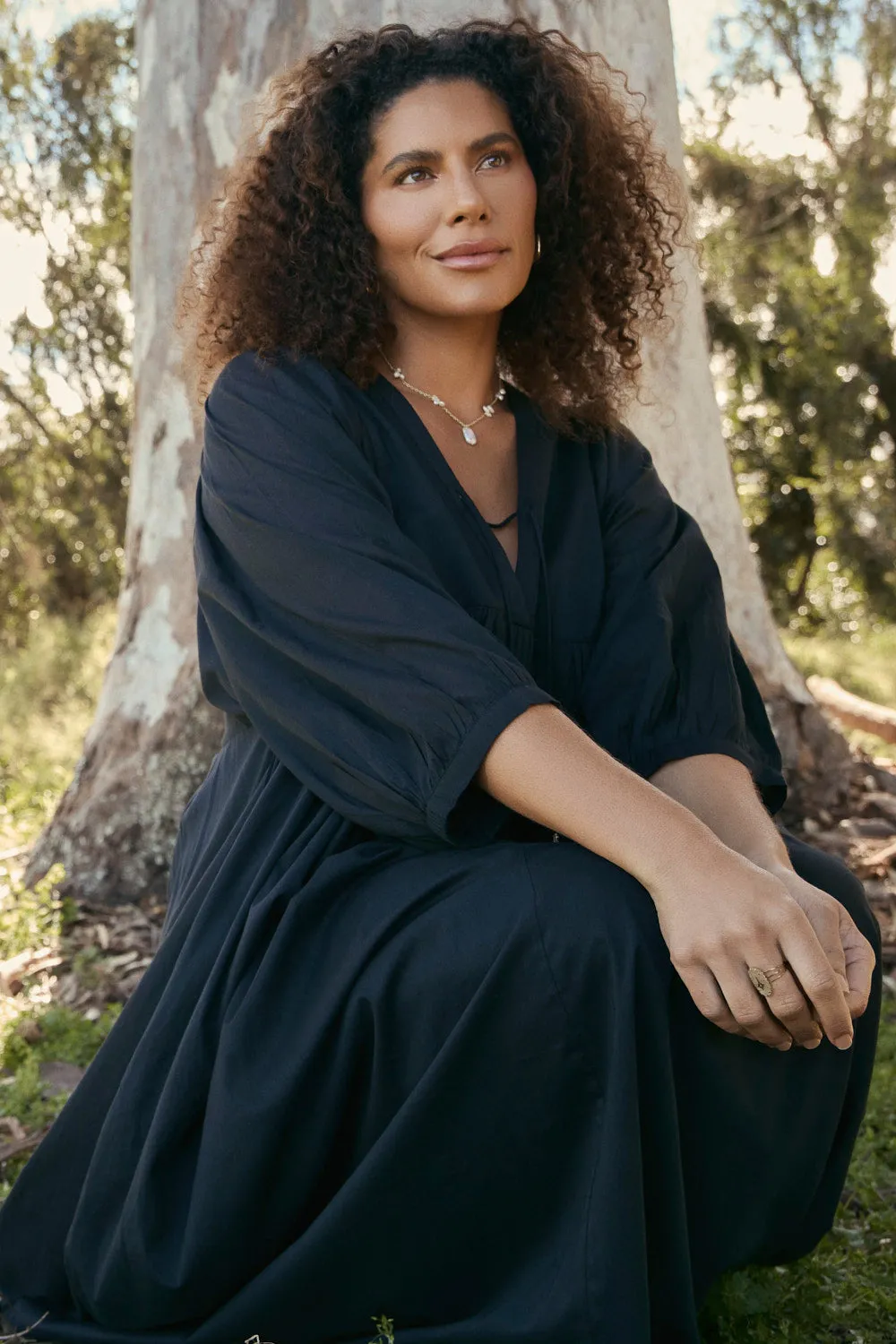 Cairo Boho Dress in Black The simple silhouette of this dress makes it easy to style for both day and night wear