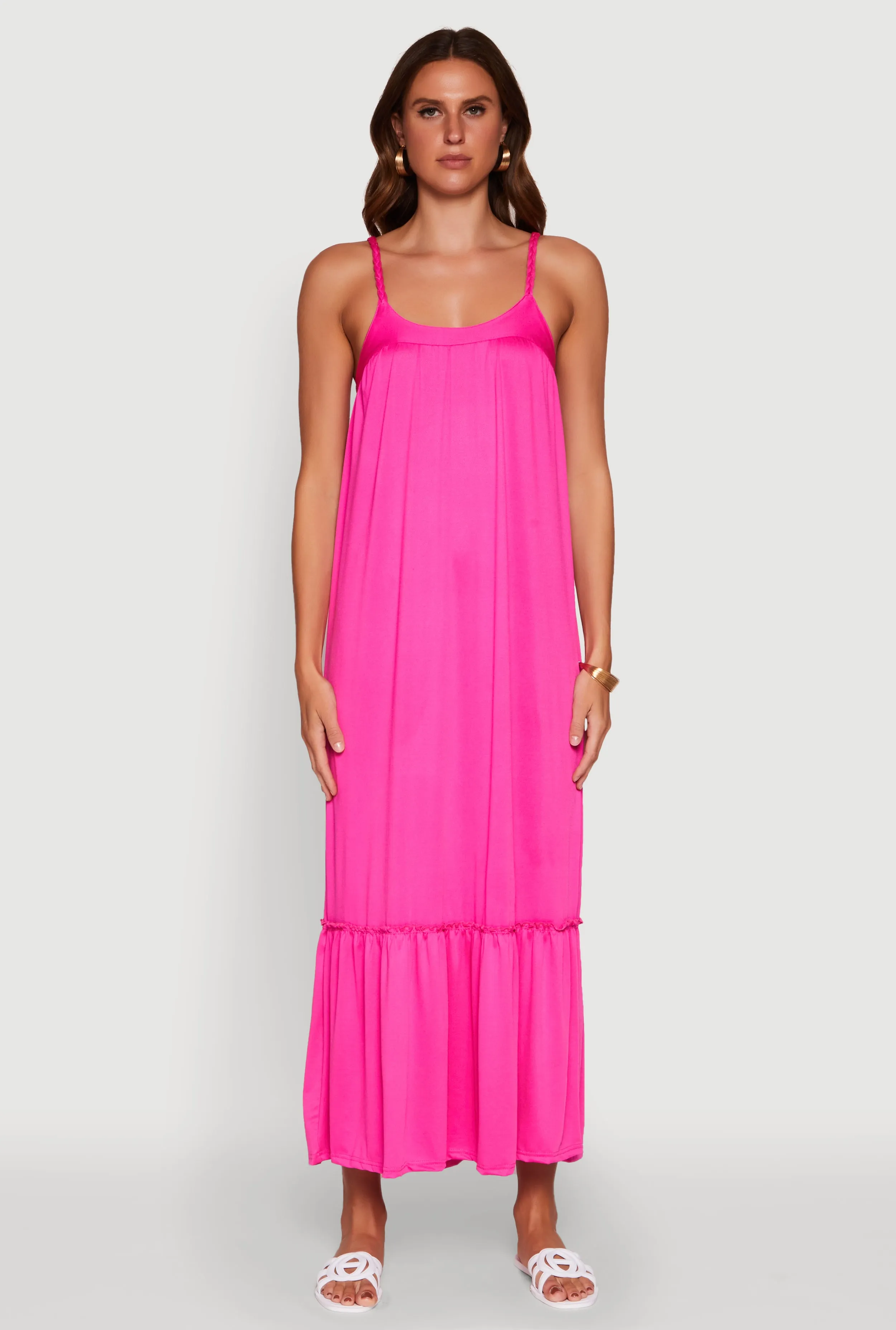 Calm Mind Elegant Braided Sleeve Tiered Maxi Dress