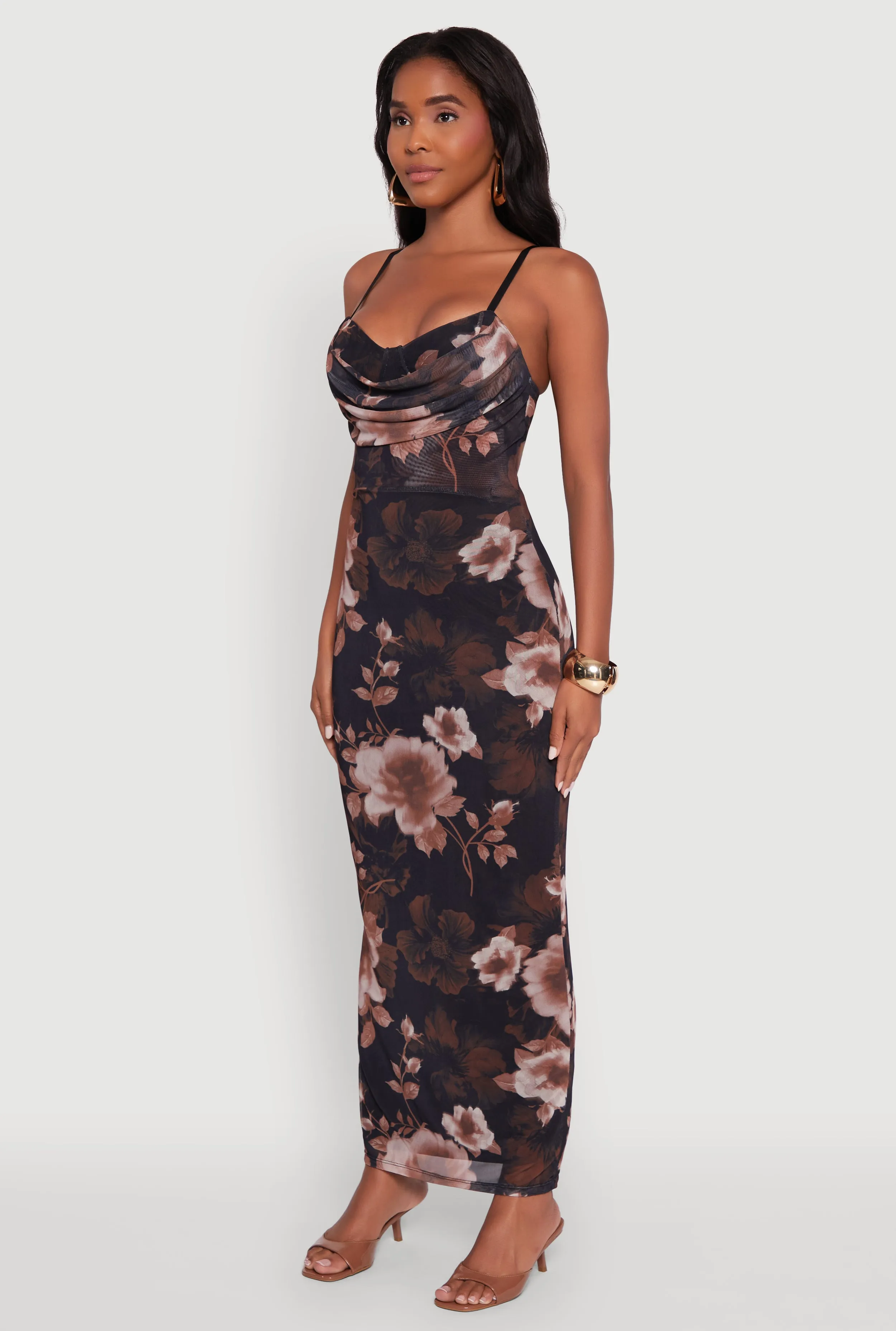 Soft Dawn Floral Mesh Padded Cup Sweetheart Bustier Dress