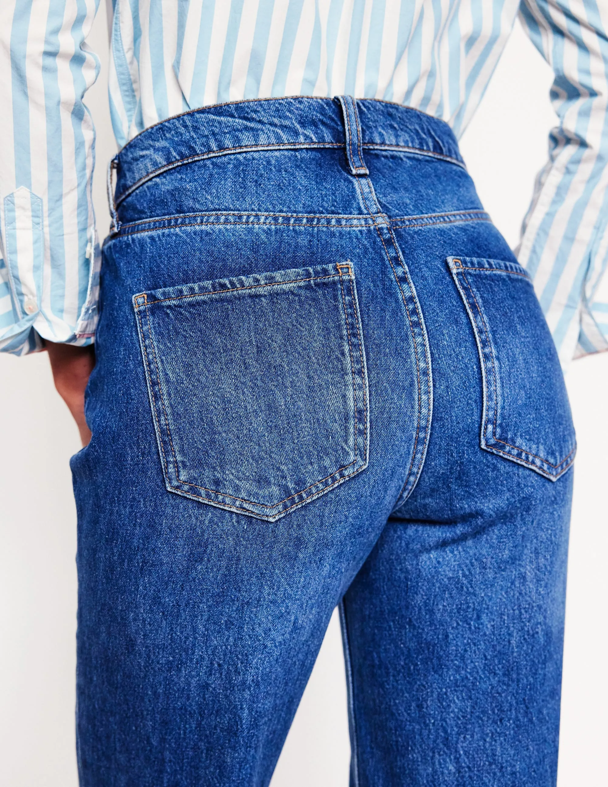 High Rise Rigid Straight Jeans-Mid Vintage Minimalist Night Out Smooth