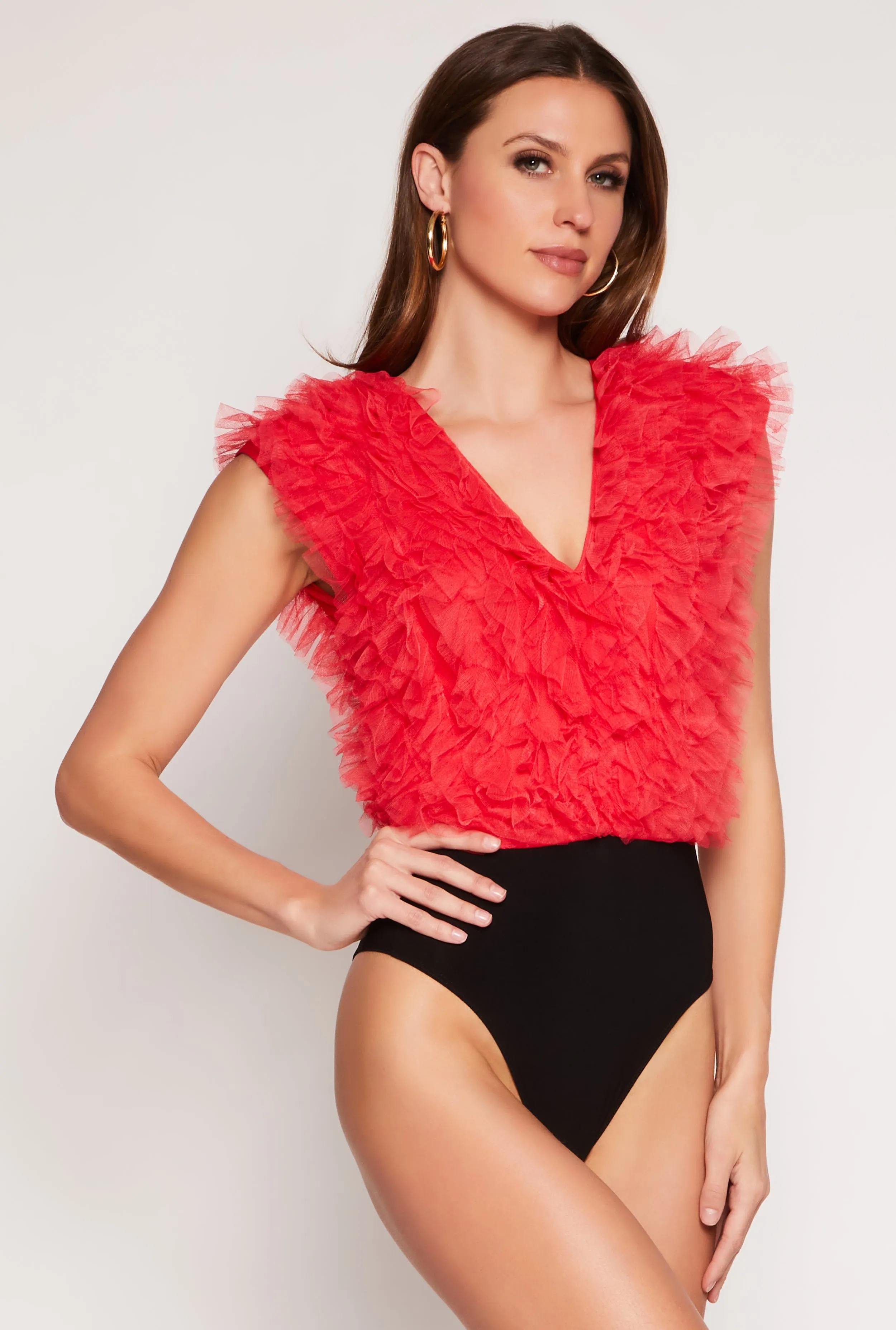 Ruffled Tulle Bodysuit Beach Basic Dynamic Unique