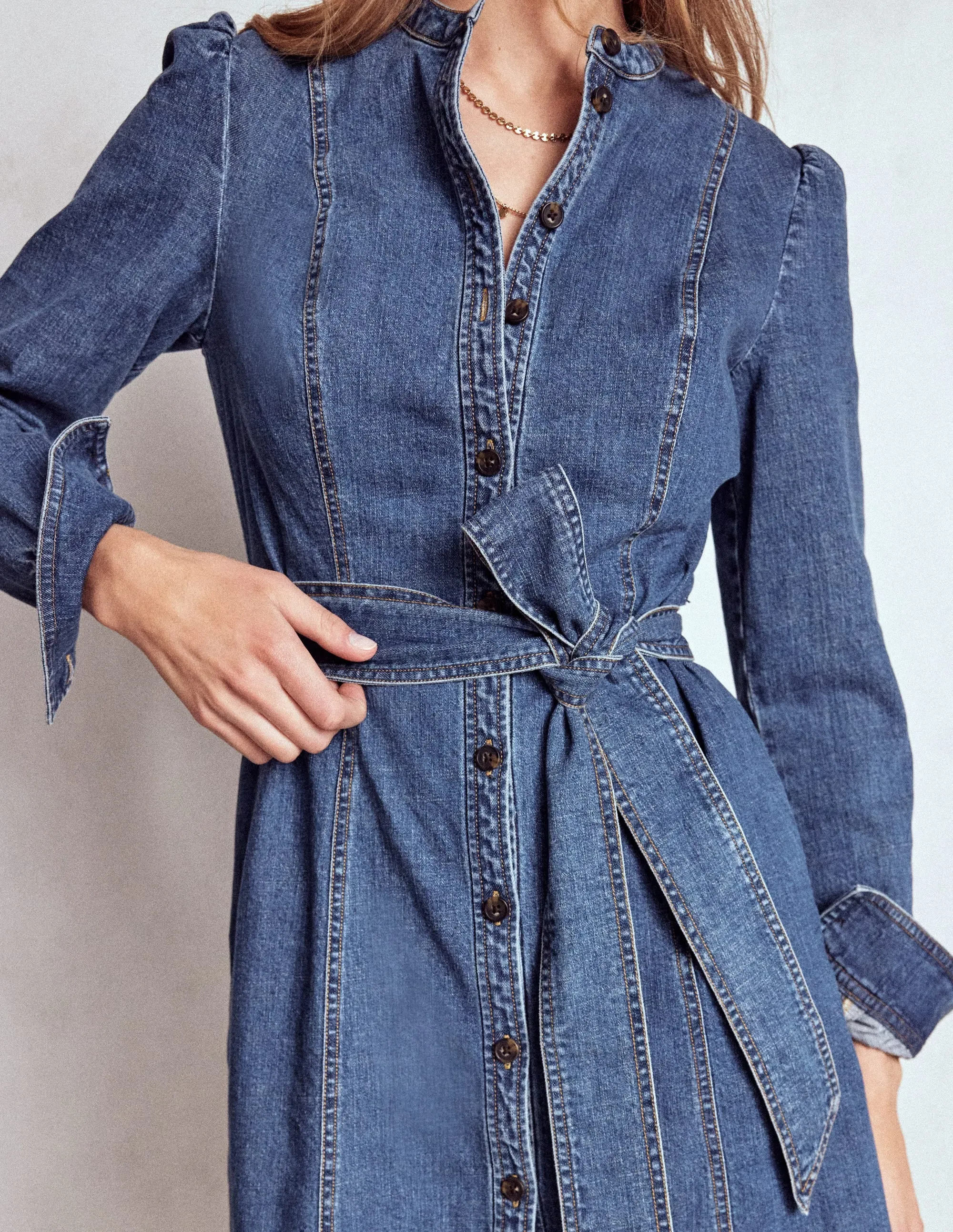 Fun Warm Eye Candy Bre Denim Short Dress-Mid Vintage Denim