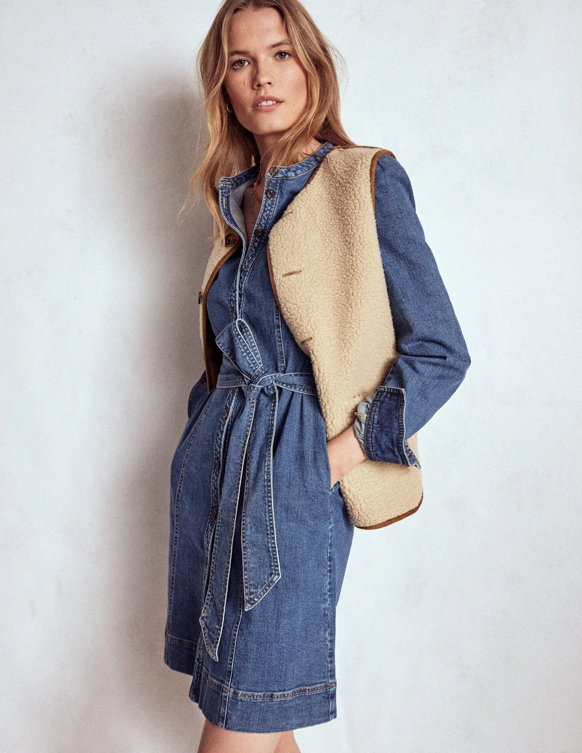 Bre Denim Short Dress-Mid Vintage Denim Comfy Design Effortless chic mini