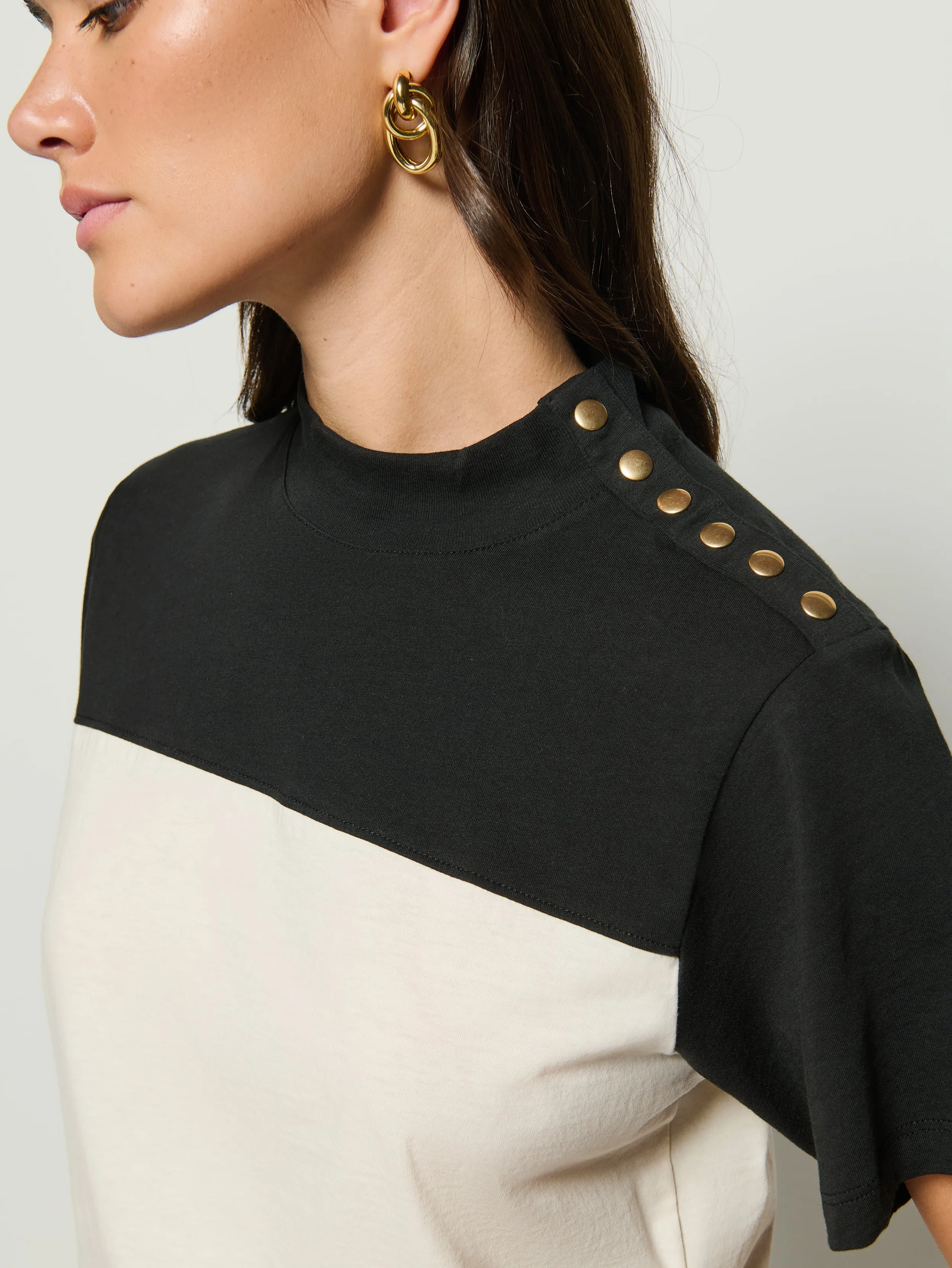 TearResistantMaterial Yvette Mock Neck Tee