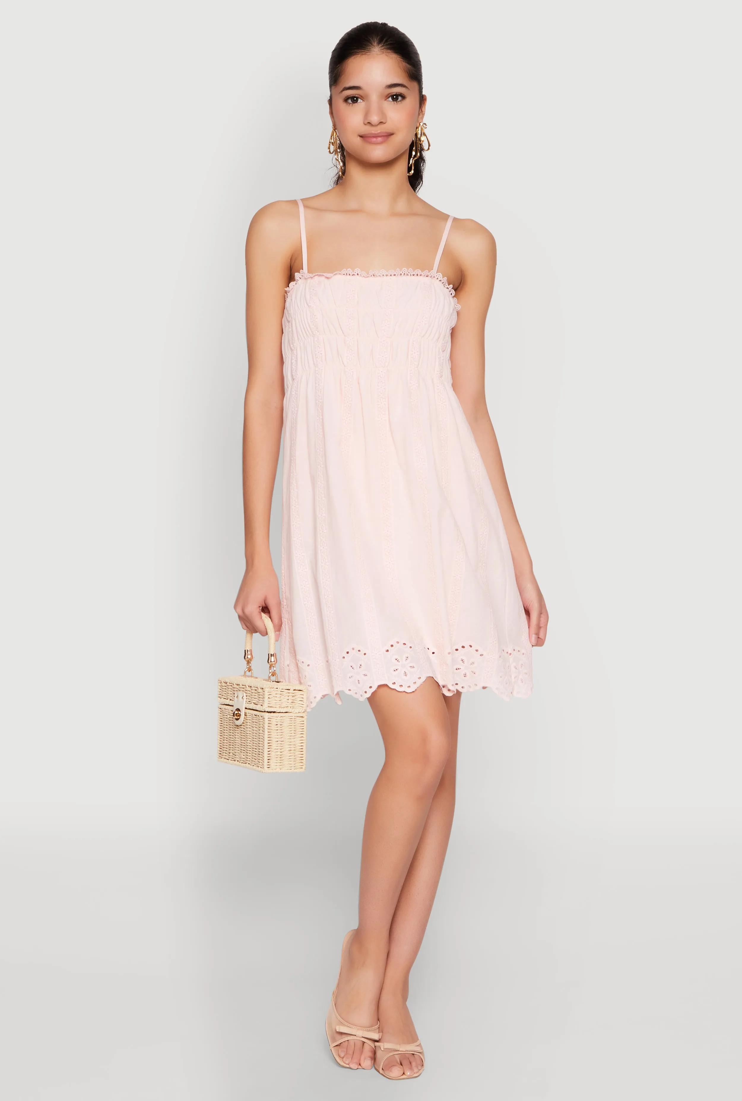 Lightweight party mini Tie Back Closure System Haute Monde Floral Crochet Detail Mini Dress