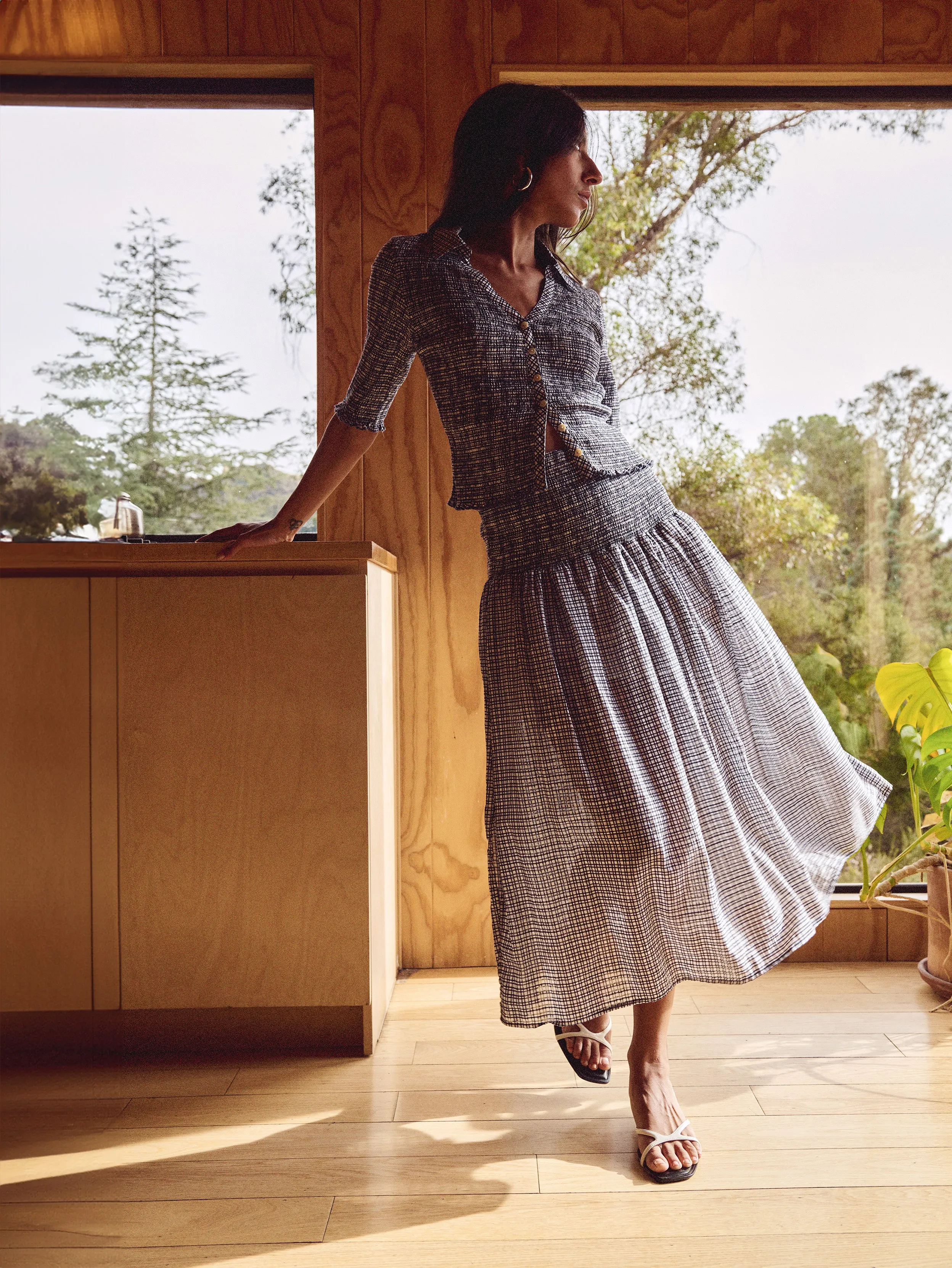 Recycled Material Summer Midi Skirt