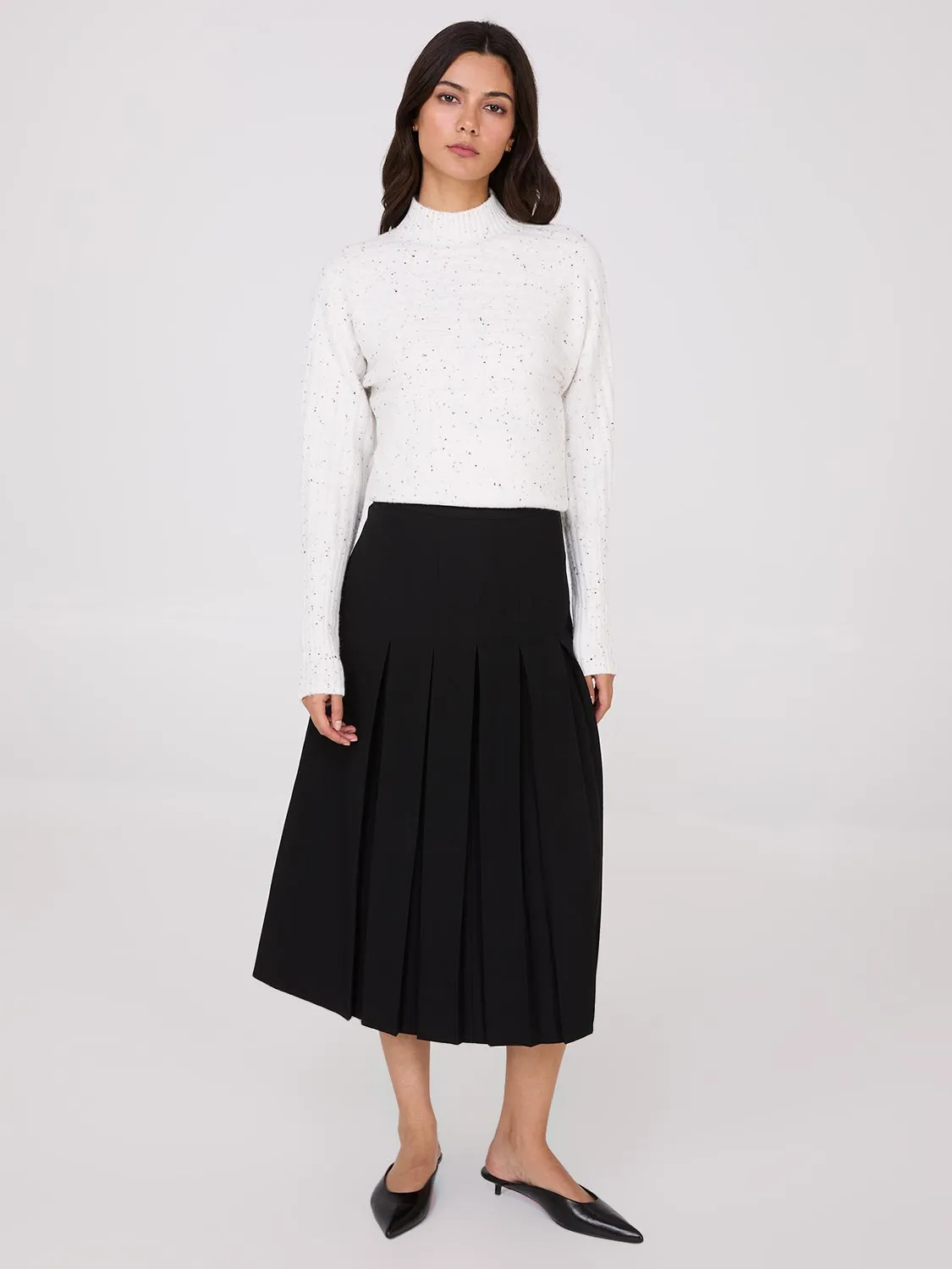 Box Pleat Midi Skirt Street Edge Classic Appeal