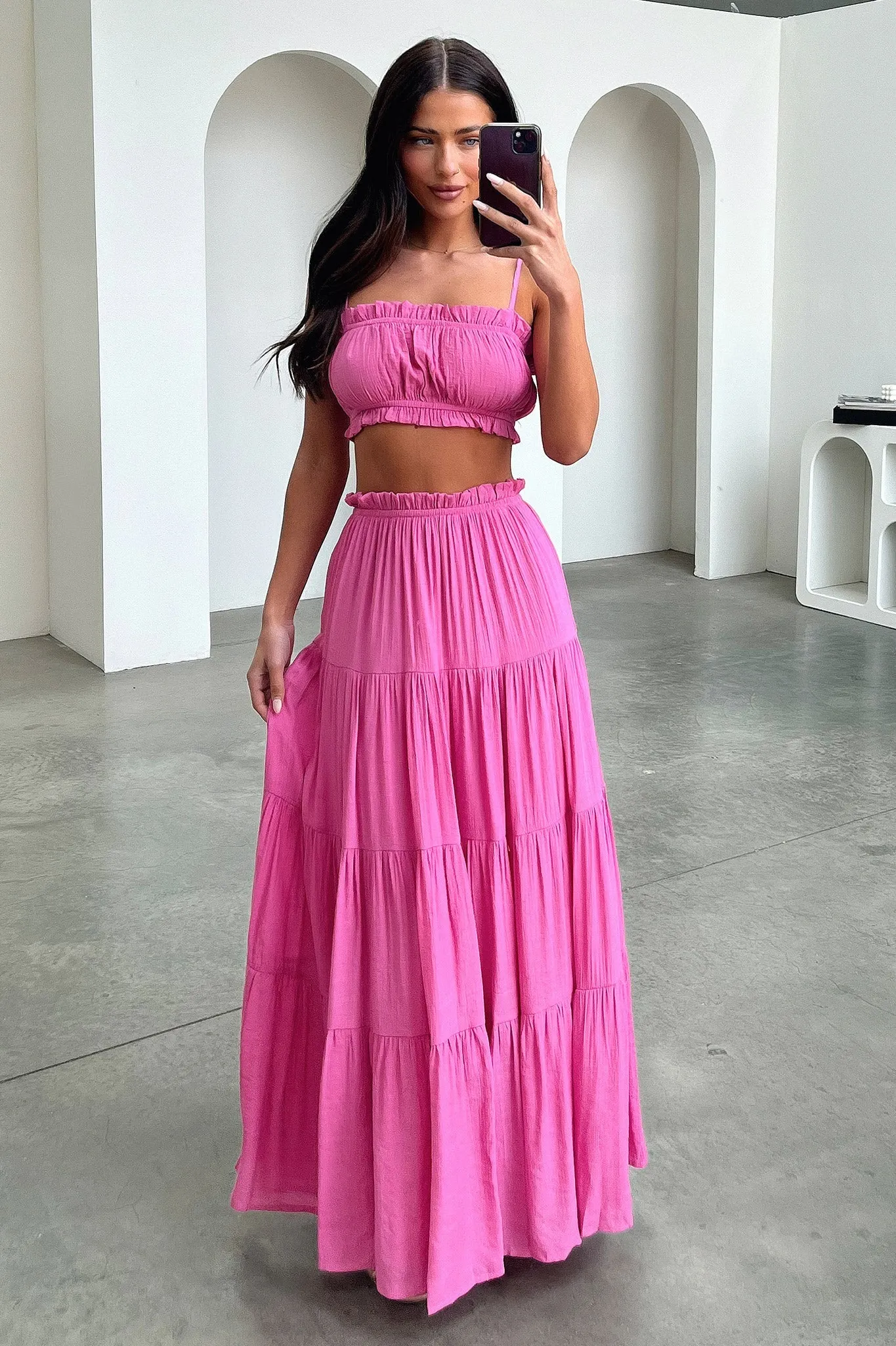 Selina Tiered Maxi Skirt - Pink Chill Wear Soft Tones