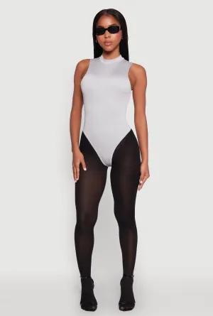 Office Neutral Daisy Mock Neck Tank Bodysuit