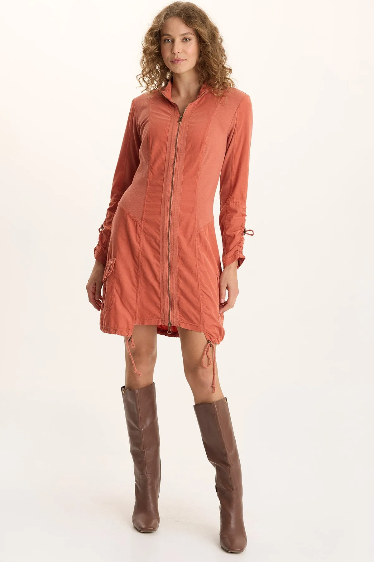 Strong Edge Anu Corduroy/Jersey Cinched Jacket-Dress