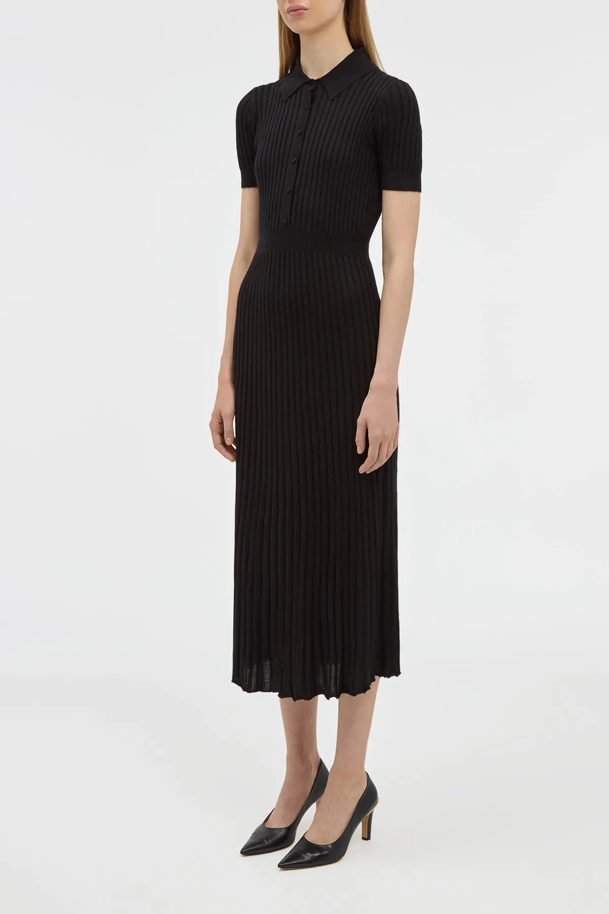 Amor Knit Midi Dress in Black Cashmere Silk Urban Cool