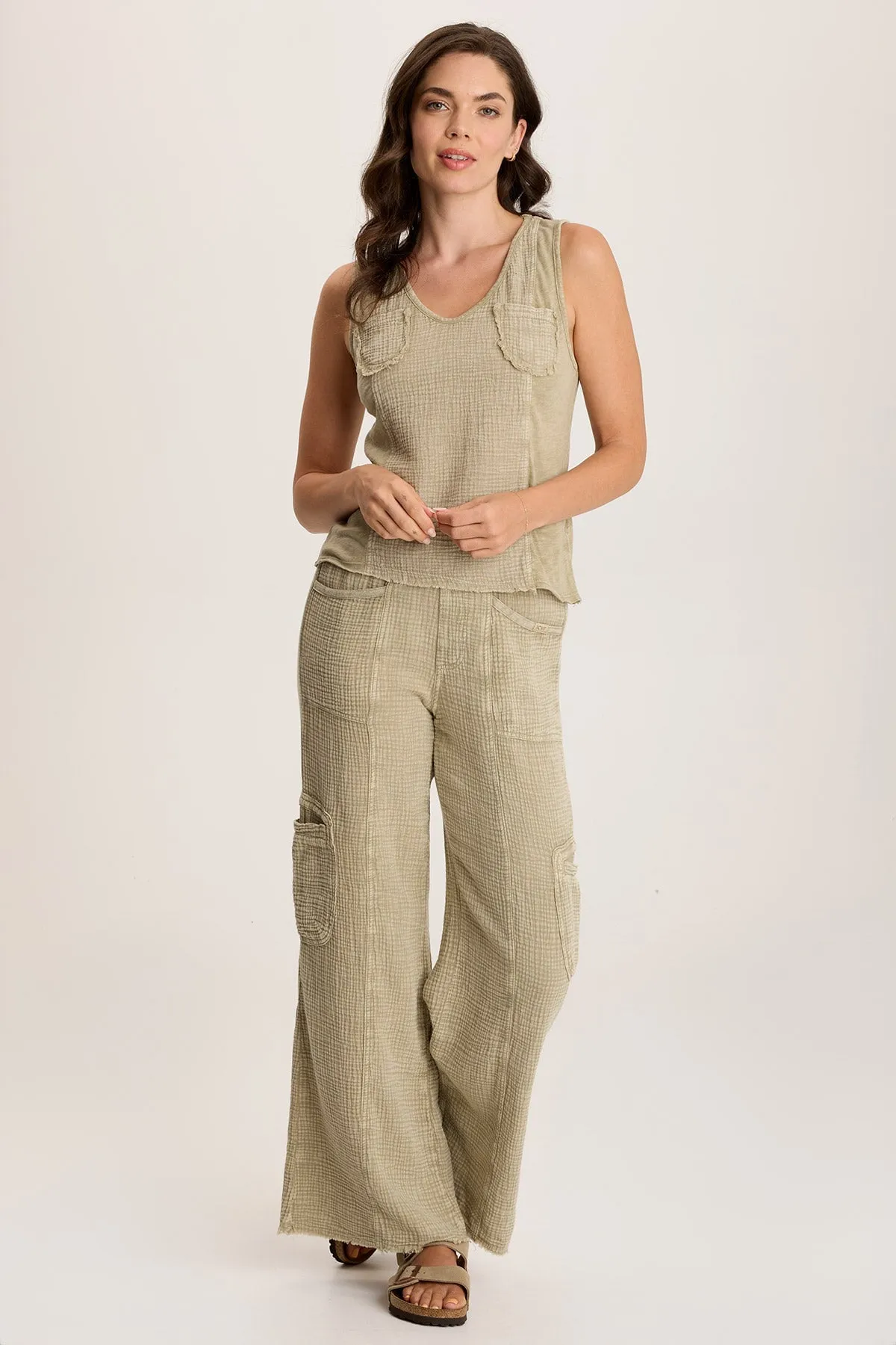 Glow Up Spark Soul Kirkley Gauze/Jersey V-Neck Tank